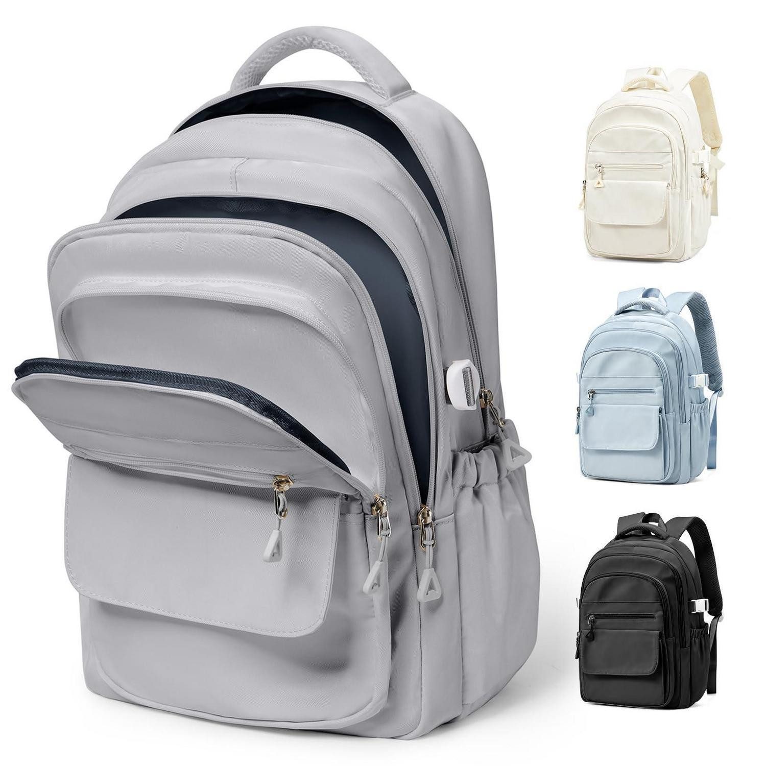 LuxusKollektion Schulrucksack Schulrucksack Groß Grau mit Laptopfach