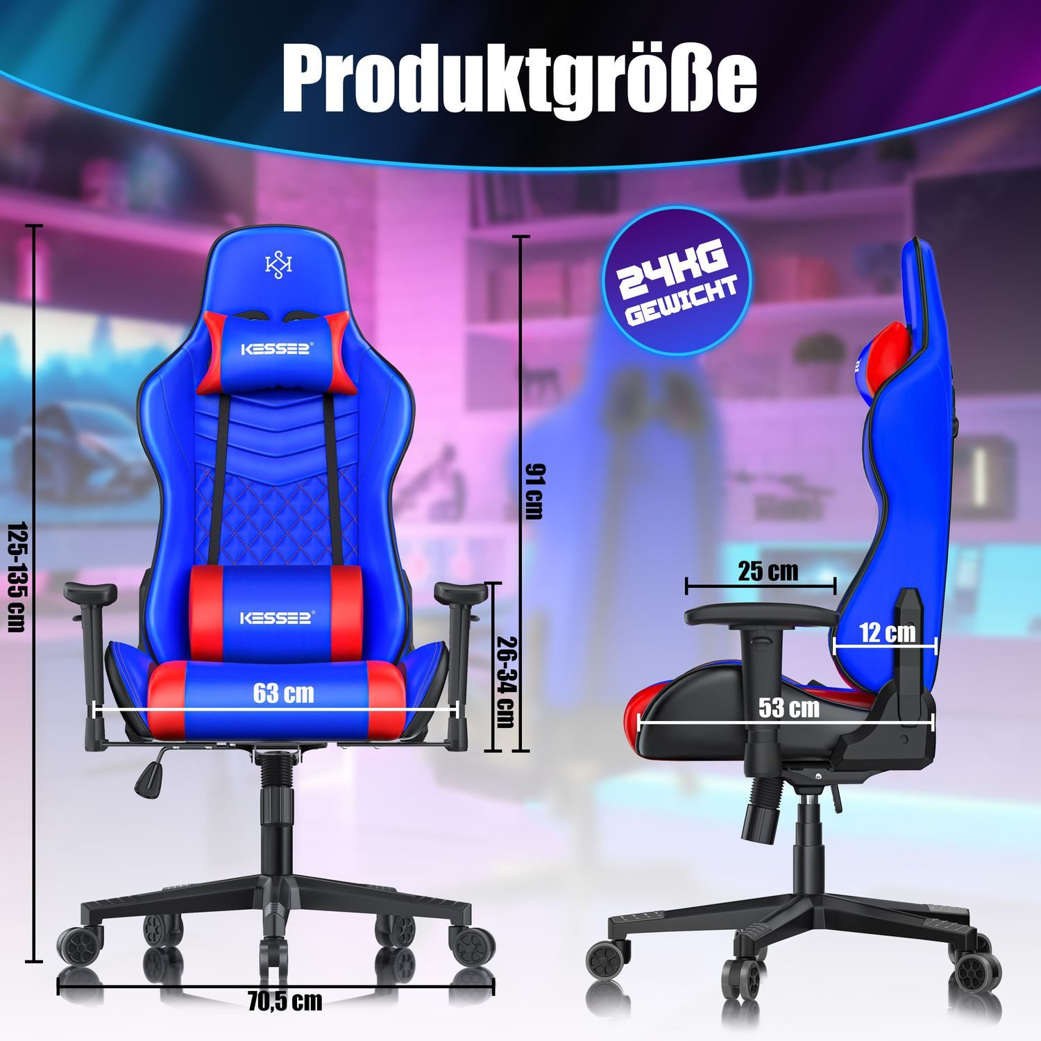 KESSER Gaming Chair, Ergonomisch Gamingstuhl 150kg belastbar Bürostuhl Lend günstig online kaufen