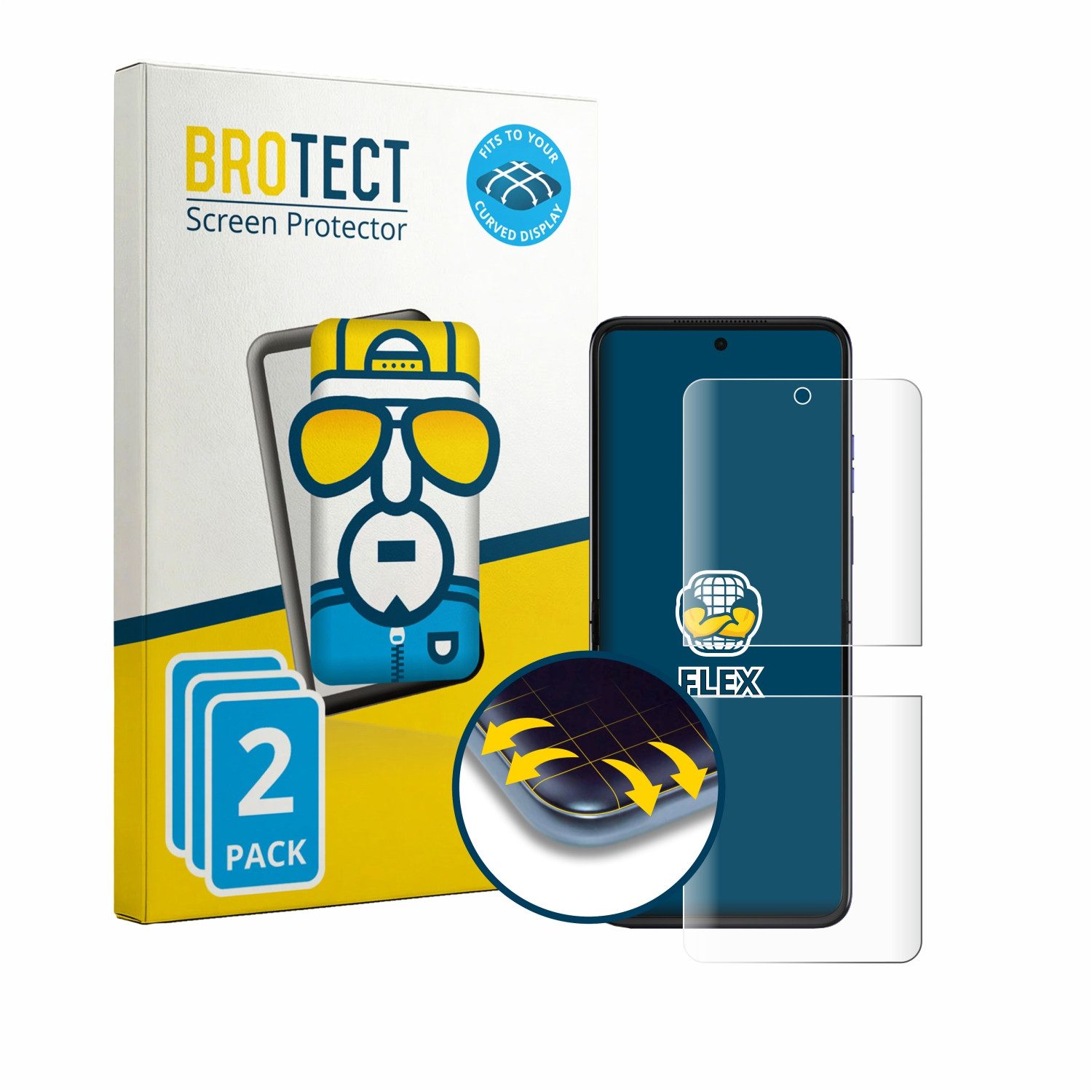 BROTECT Displayschutzfolie Fullscreen Schutzfolie für Motorola Razr 70 Ultra, 2 Stück, Displayschutz Folie Fullcover Klar Transparent
