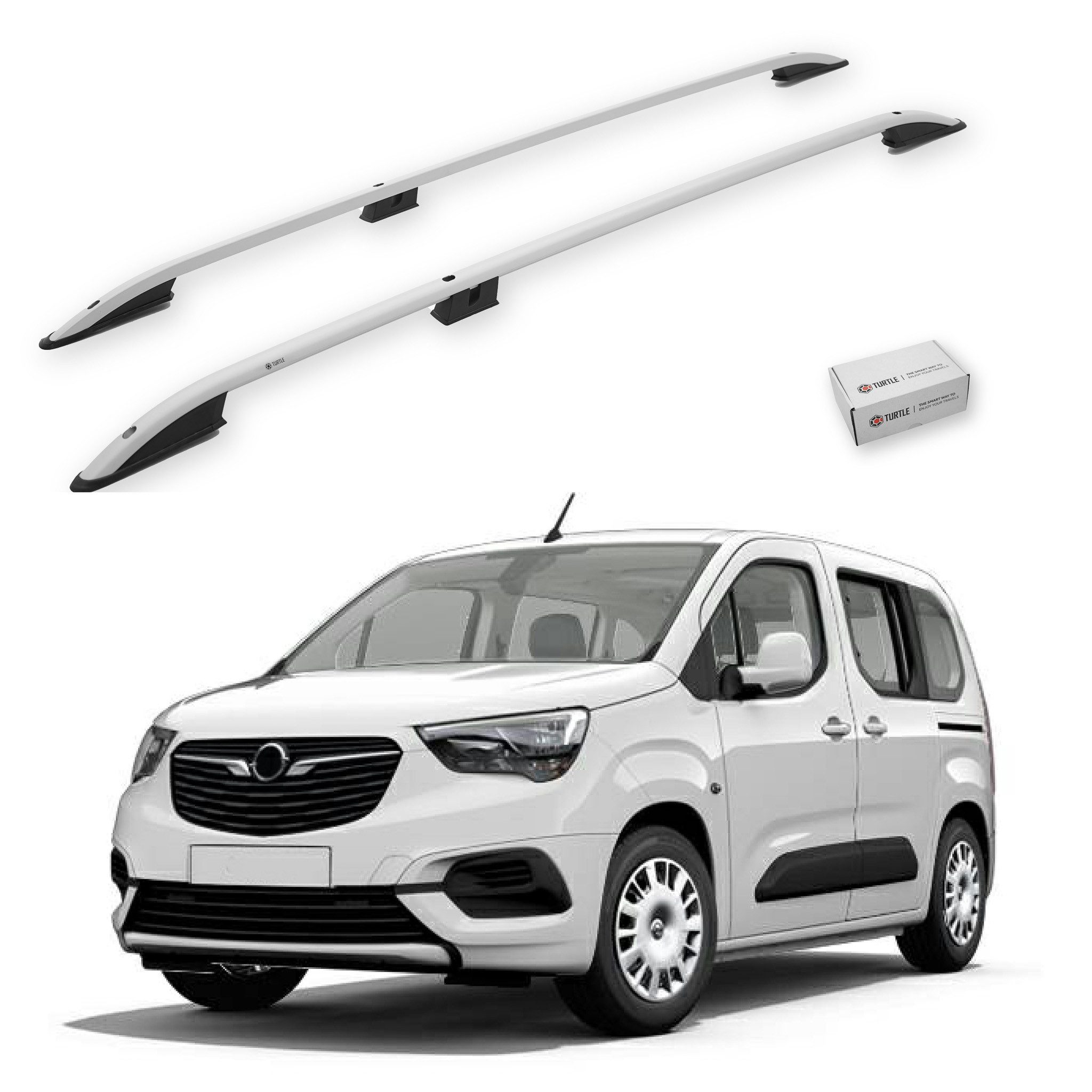 TURTLE Dachbox-Halterung TURTLE Für Opel Combo Life 2019-2024 / Langes Chassis Crown Dachreling