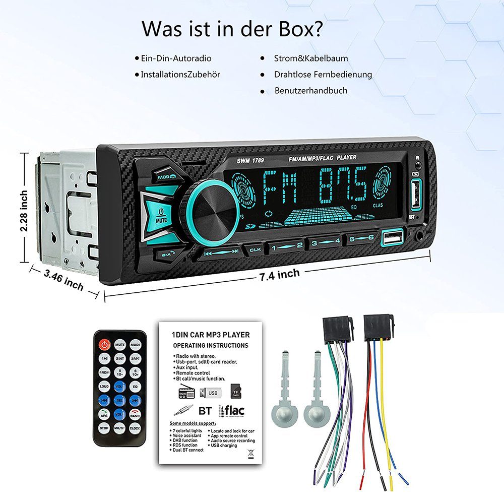 Paket] XOMAX XM-V780 1DIN Autoradio mit SD, USB und BLUETOOTH