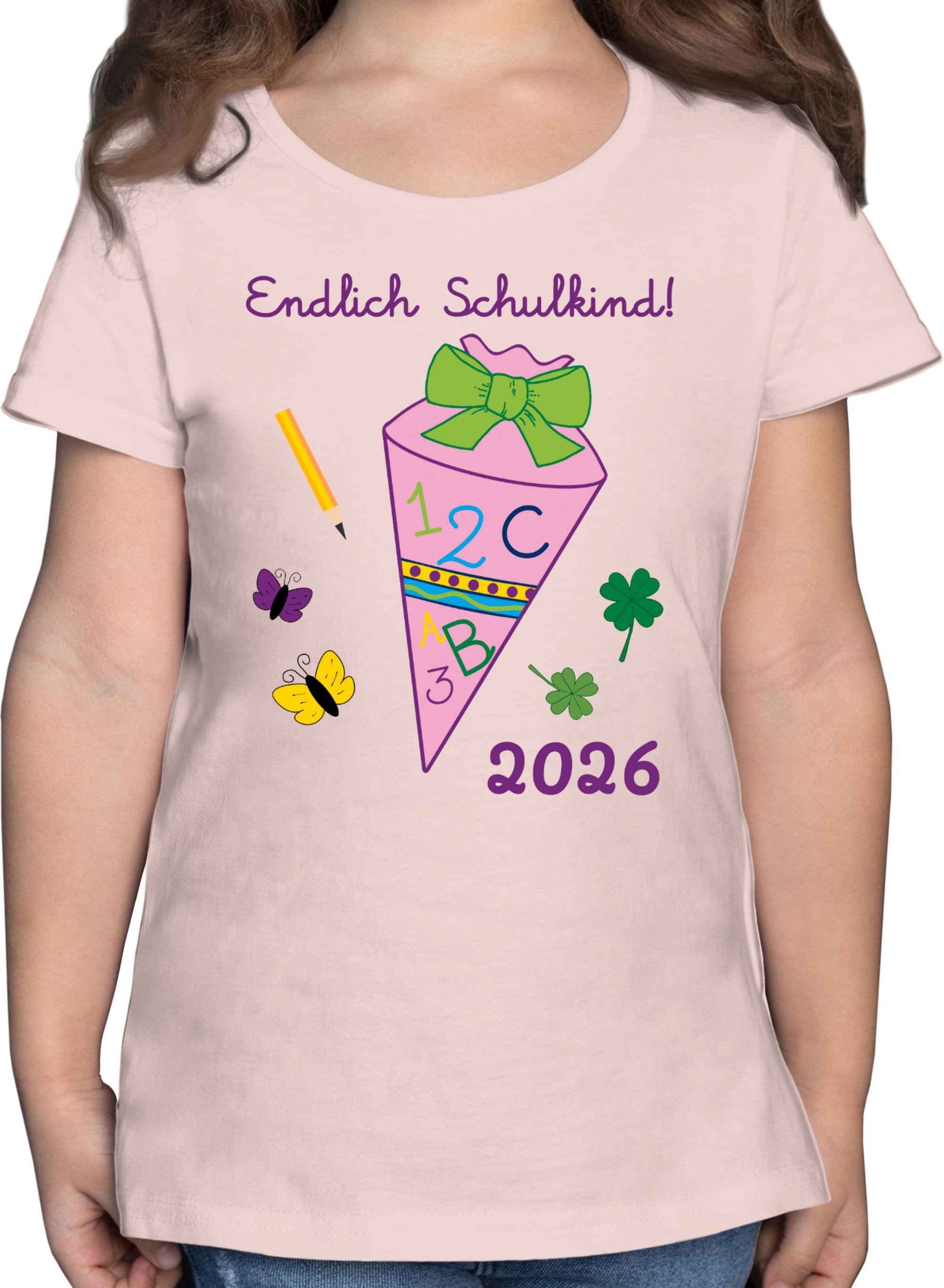Shirtracer T-Shirt Endlich Schulkind 2026 Mädchen Einschulung Mädchen