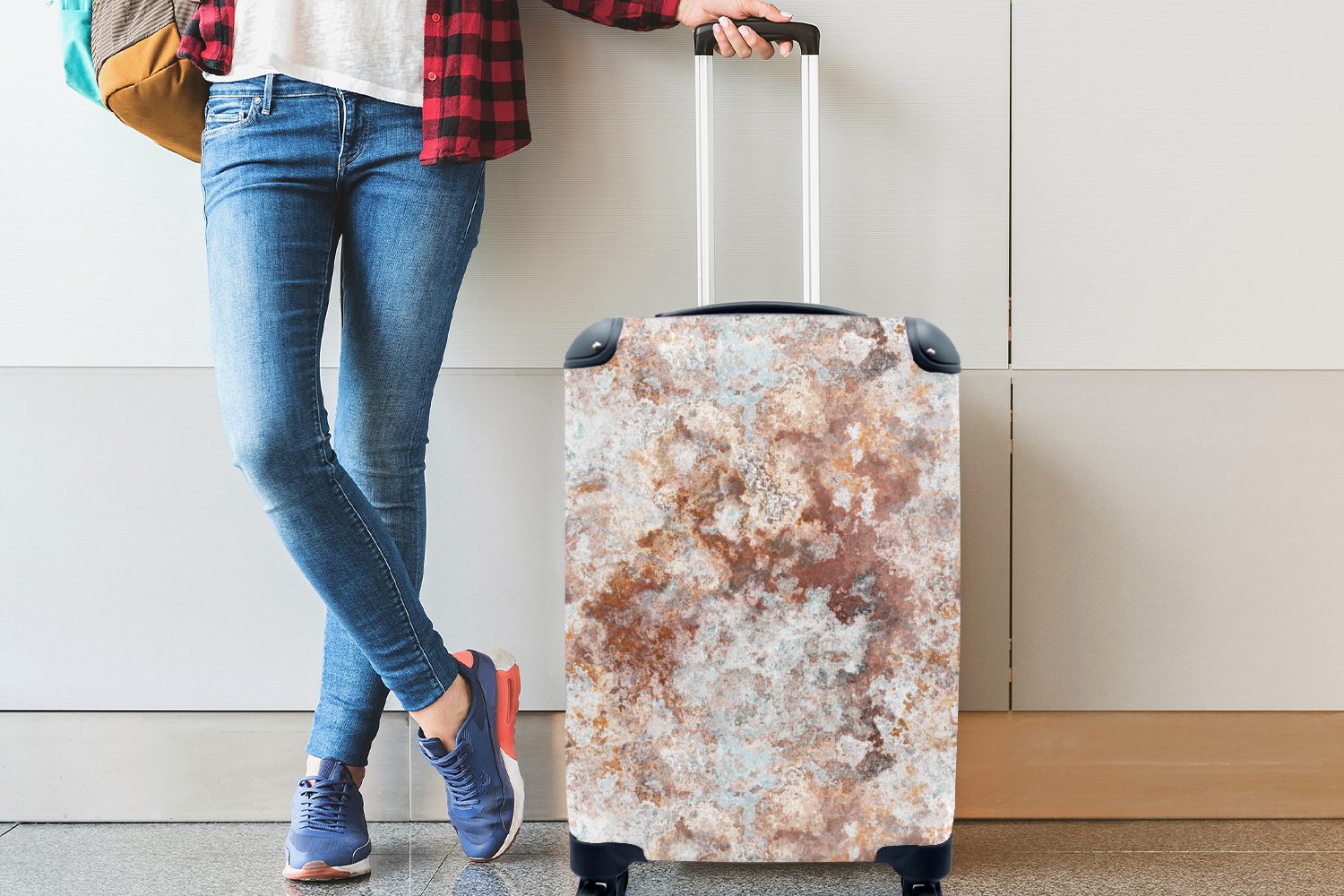 Muster, Reisetasche Farbe MuchoWow rollen, - Ferien, - 4 Handgepäckkoffer mit Reisekoffer Handgepäck Trolley, für Marmor Rollen,
