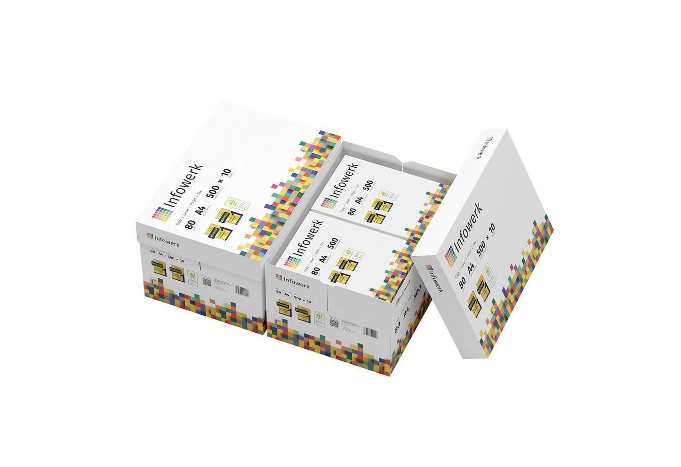 Thumbnail - Infowerk Druckerpapier Kopierpapier 10000 Blatt A4 80g Premium Weiß Testsieger PEFC