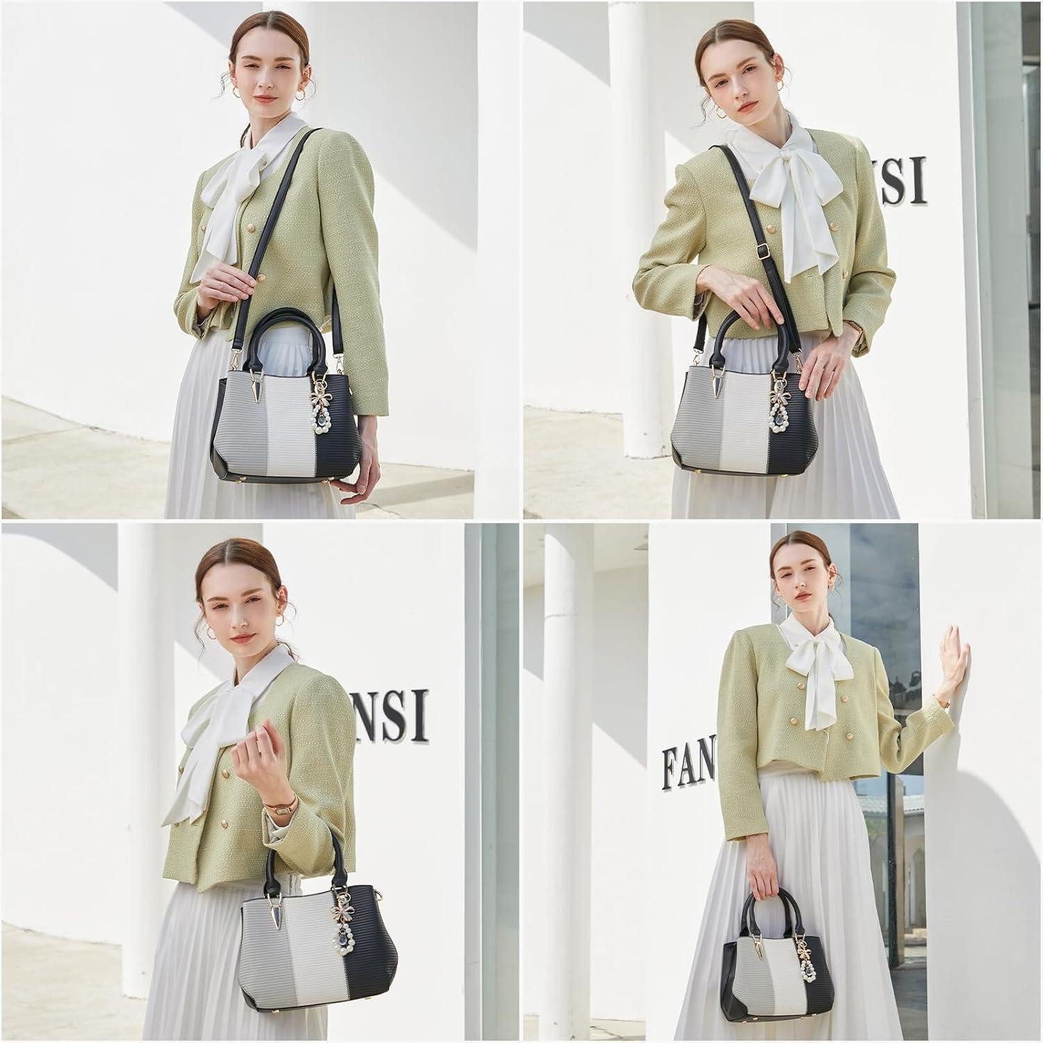 LuxusKollektion Henkeltasche Handtasche Damen Henkeltasche Multicolor Schwarz Geldbörsen-set