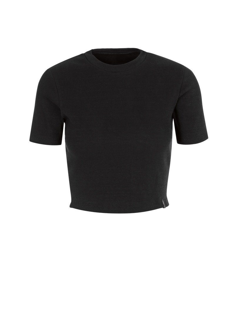 Trigema T-Shirt Modisches schwarz Crop-Top TRIGEMA