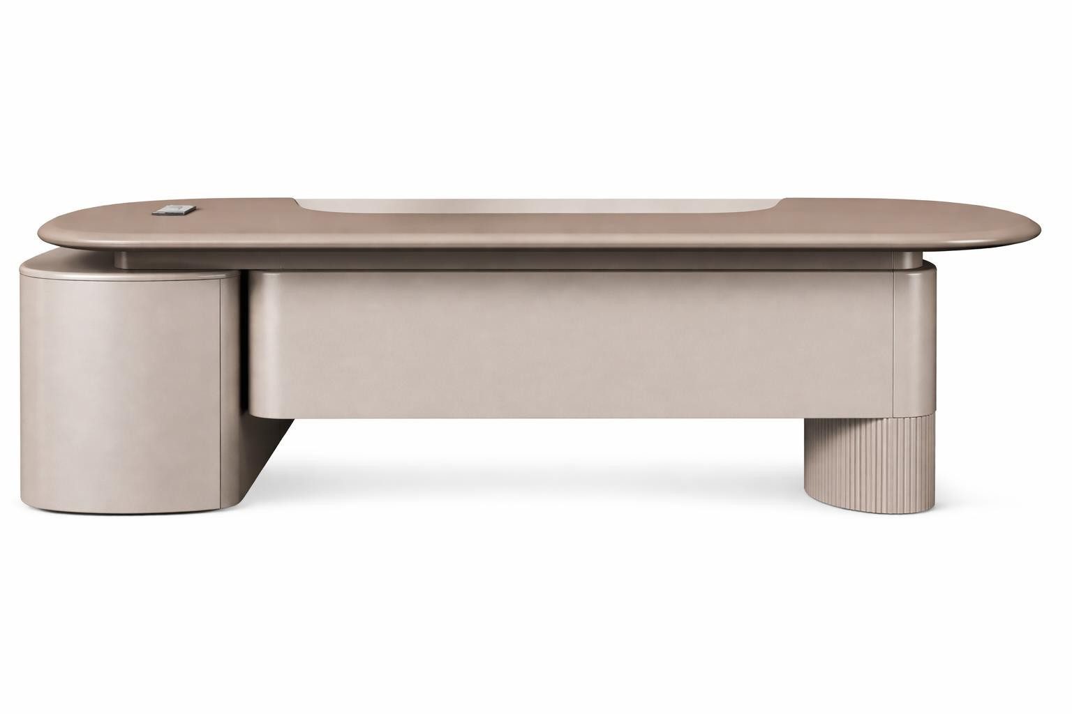Xlmoebel Eckschreibtisch Eleganter Chefschreibtisch in Beige mit modernem Design, Made in Europa