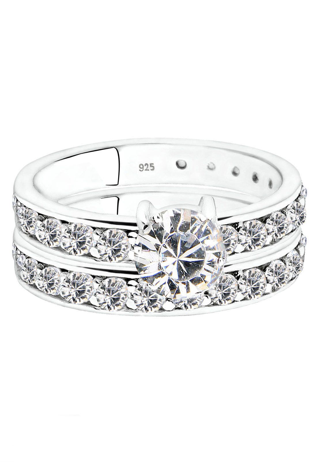 Elli Ring-Set Set Stapelring Kristalle 925 Silber, Ring Set