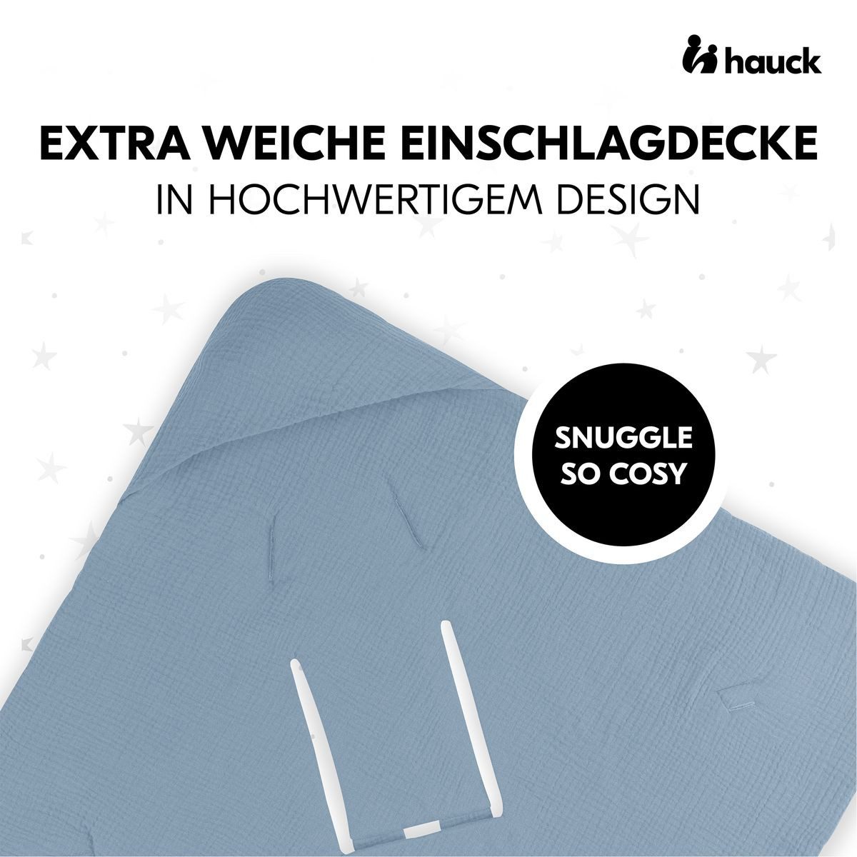 Hauck Fußsack Snuggle So Cosy - Dusty Blue, Baby Einschlagdecke Kuscheldecke für Babyschale Maxi Cosi, Kinderwagen