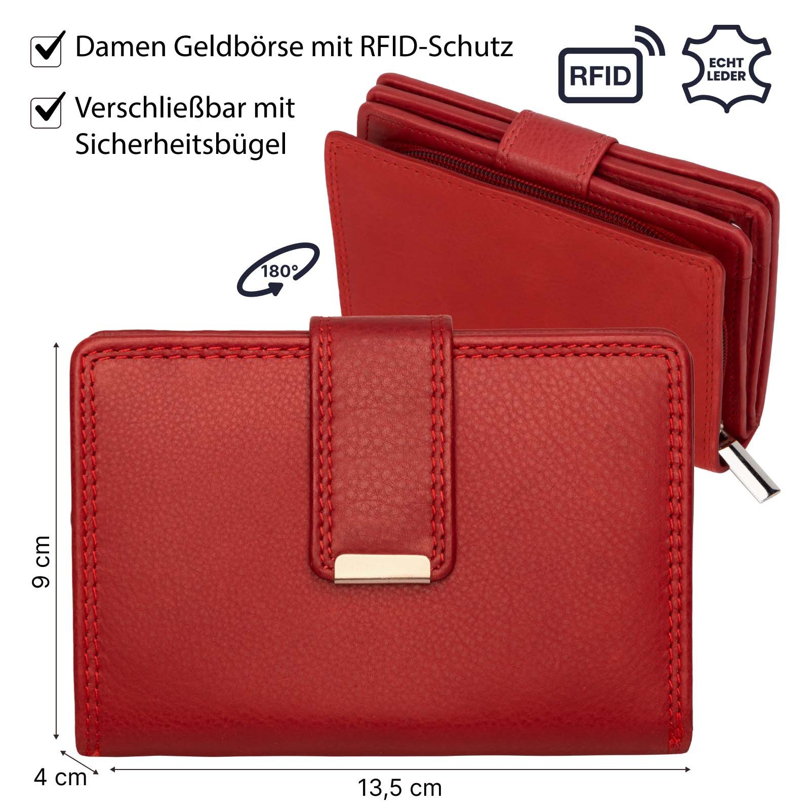EAAKIE Geldbörse RFID Damen Geldbörse Portemonnaie Geldbeutel Damenbörse Leder, Damen Geldbörse klappbar mit Drückknopf Portemonnaie Geldbeutel