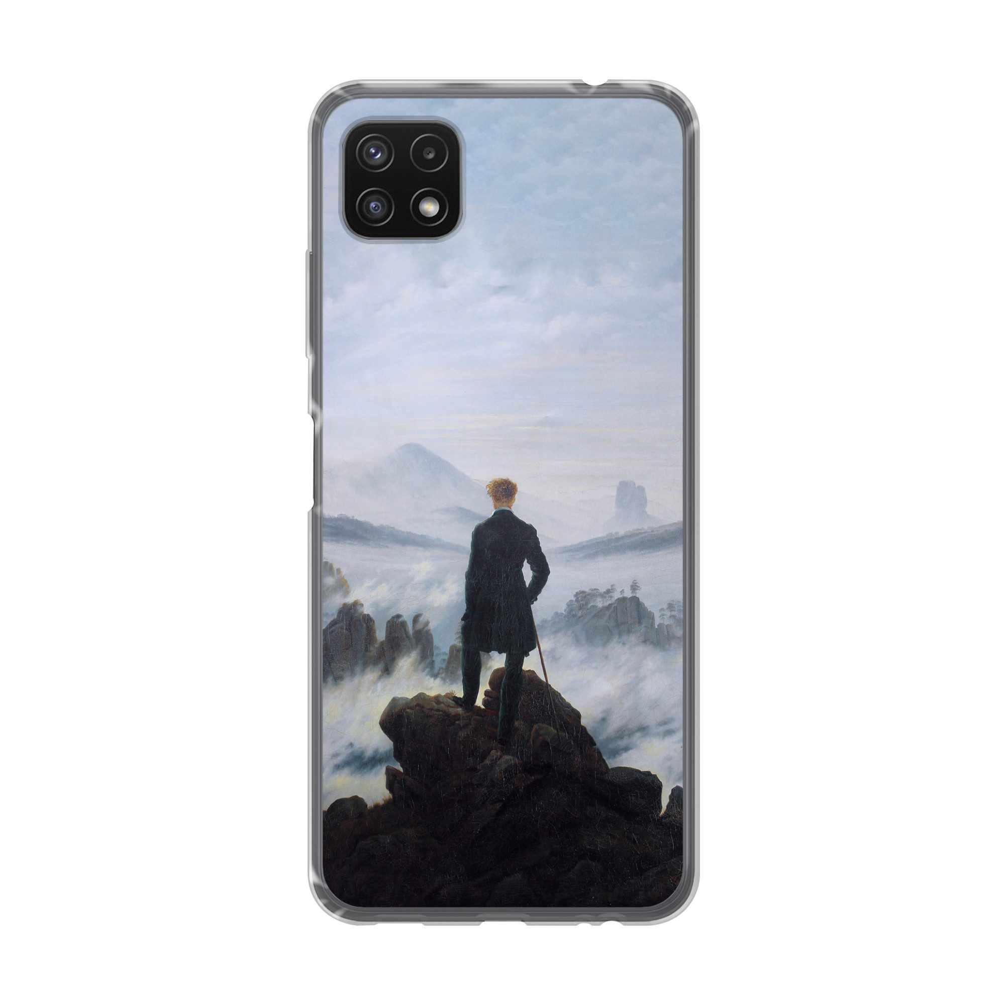 MuchoWow Handyhülle für Samsung Galaxy A22 5G Der Wanderer über dem Nebelmeer - Caspar Dav, Smartphone-Bumper, Print, Handy Schutzhülle Dünn