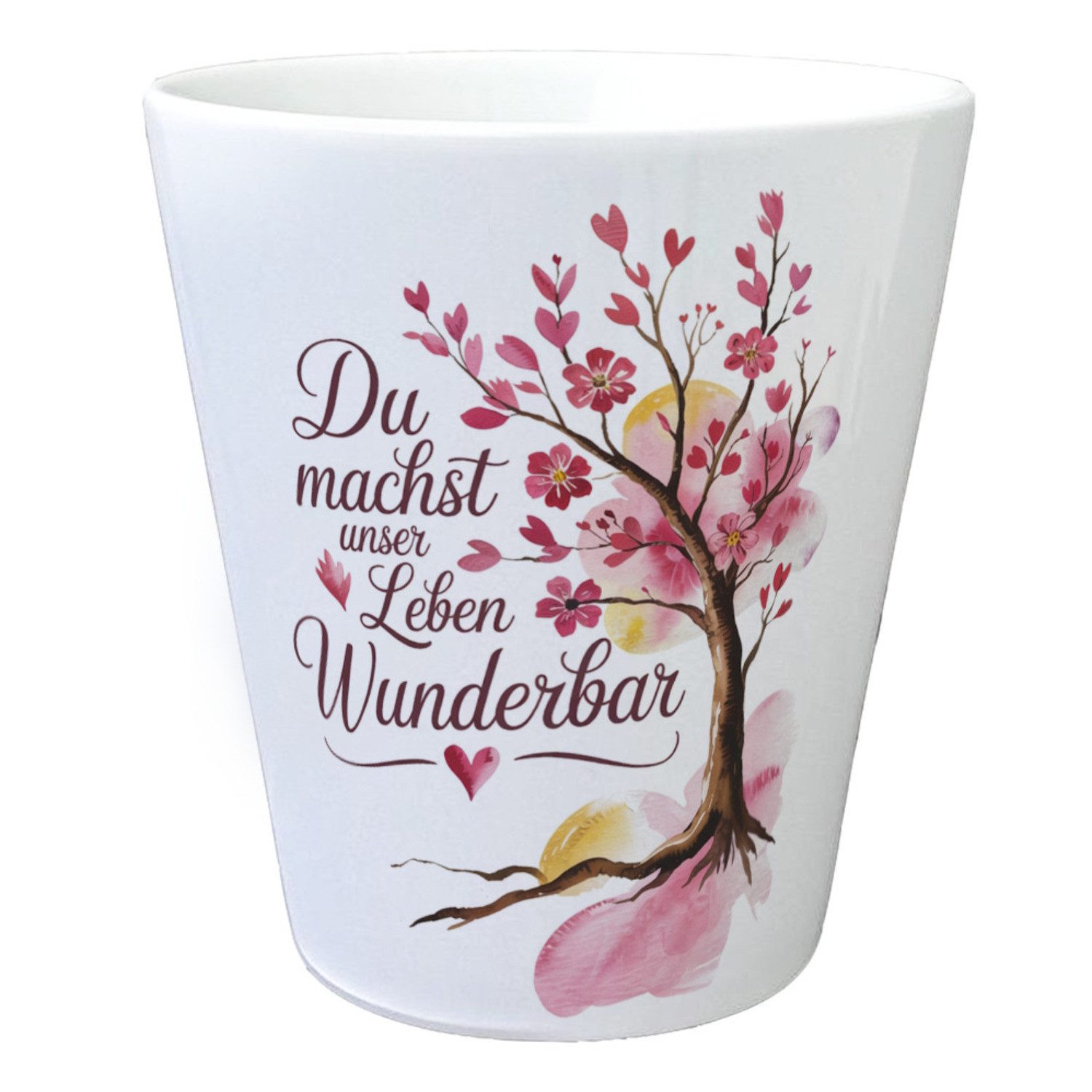 Blumentopf Du machst unser Leben wunderbar Blumentopf Baum mit Blumen