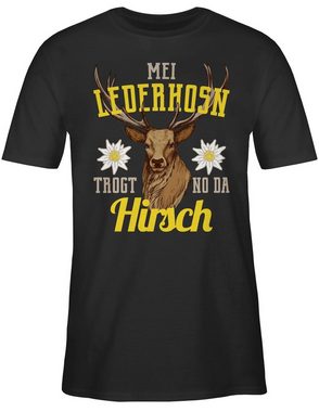 Shirtracer T-Shirt Mei Lederhosn trogt no da Hirsch - gelb/braun Mode für Oktoberfest Herren
