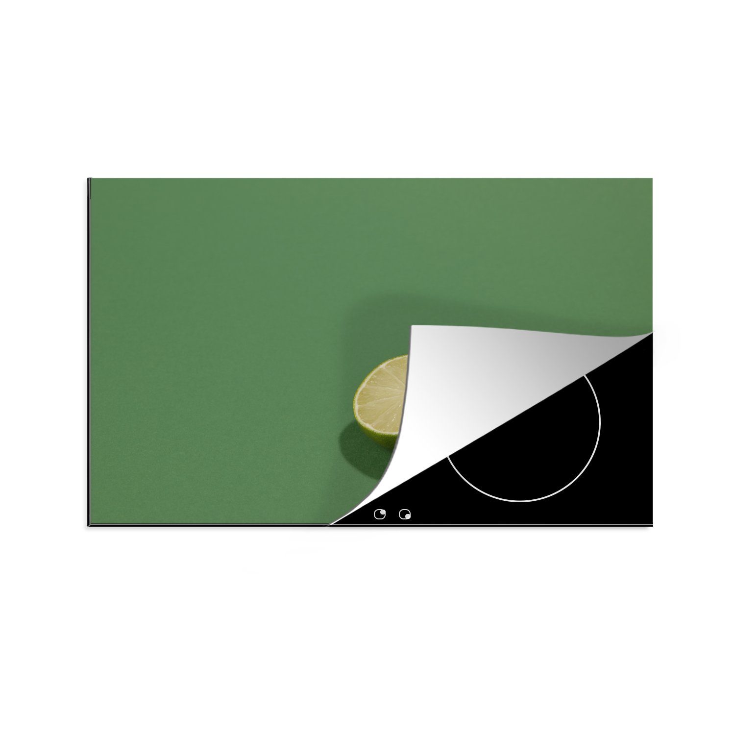 MuchoWow Herdblende-/Abdeckplatte Zwei Hälften einer Limette, Vinyl, (1 tlg), 81x52 cm, Induktionskochfeld Schutz für die küche, Ceranfeldabdeckung