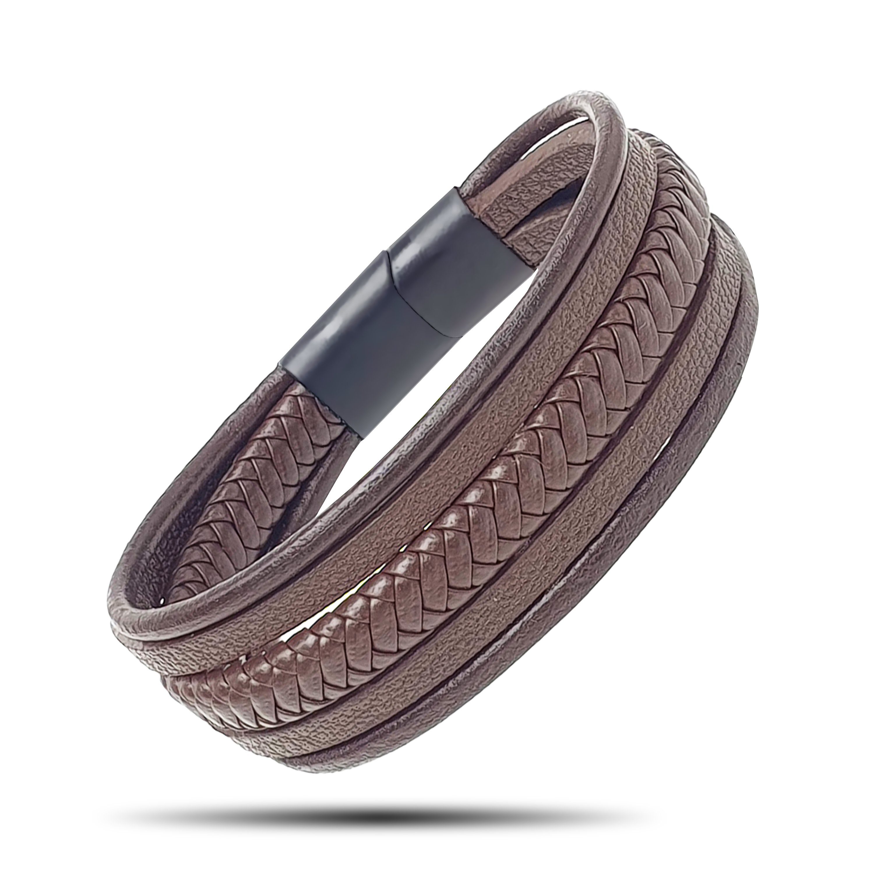 NAHLE Lederarmband Leder Armband Herrenarmband (inkl. Schmuckbox), aus Leder, mit Magnetverschluss für ein sicheres verschließen