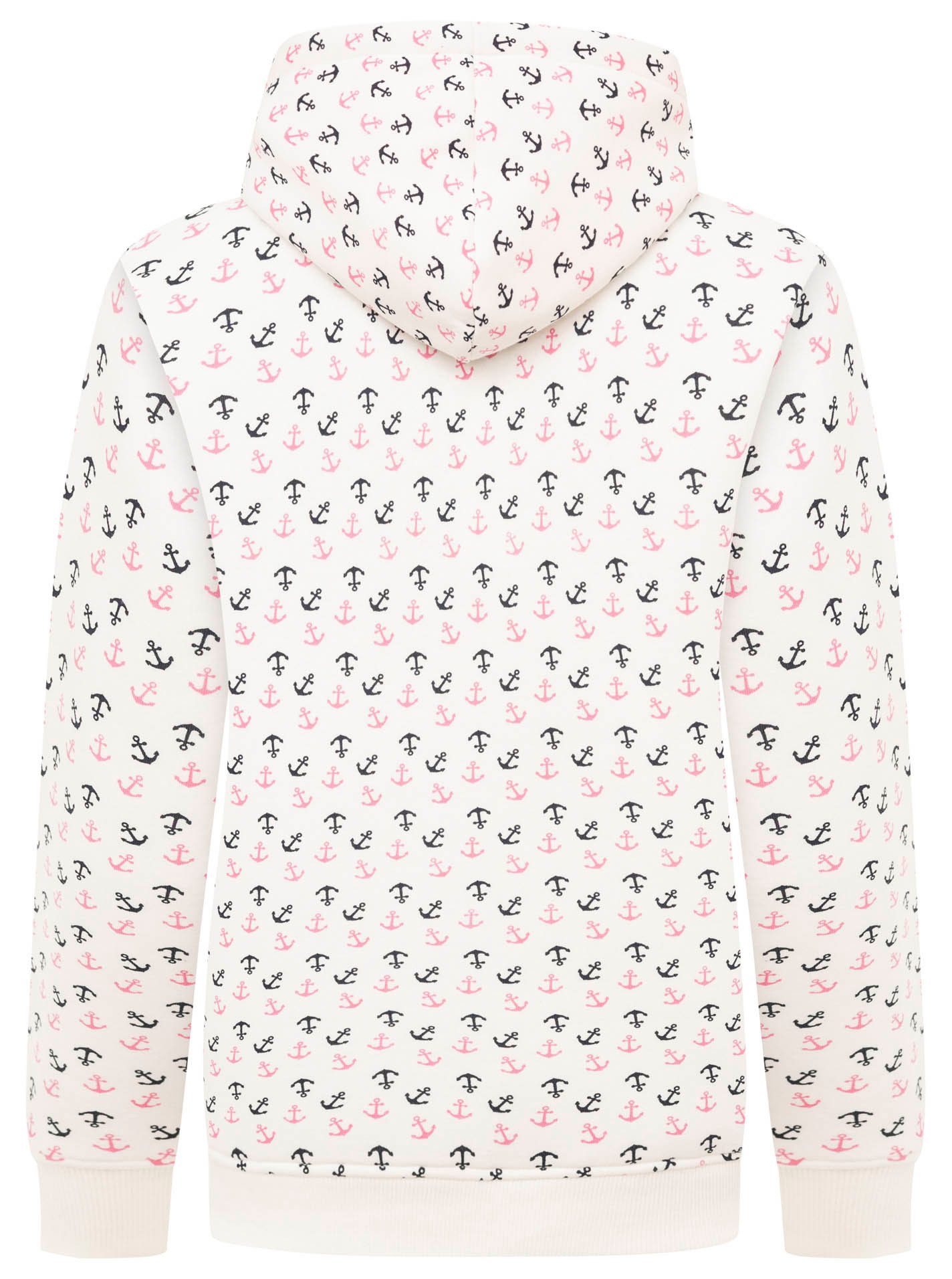 Zwillingsherz Hoodie "Anker AOP" allover Ankerprint, Kapuze mit Kordelzug, Kängurutasche – Bild 4 von 5