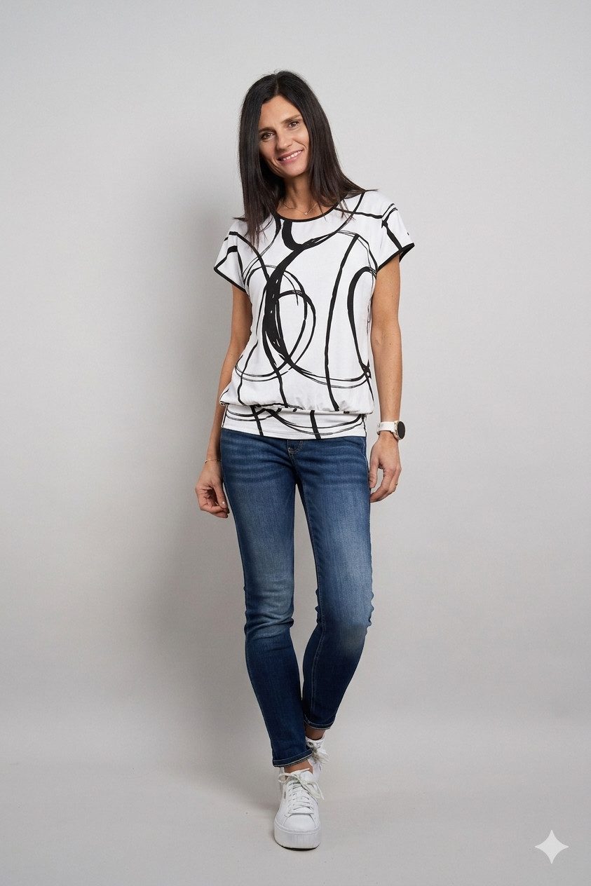 Seidel Moden Kurzarmshirt mit grafischem Muster - Rundhals - MADE IN GERMANY