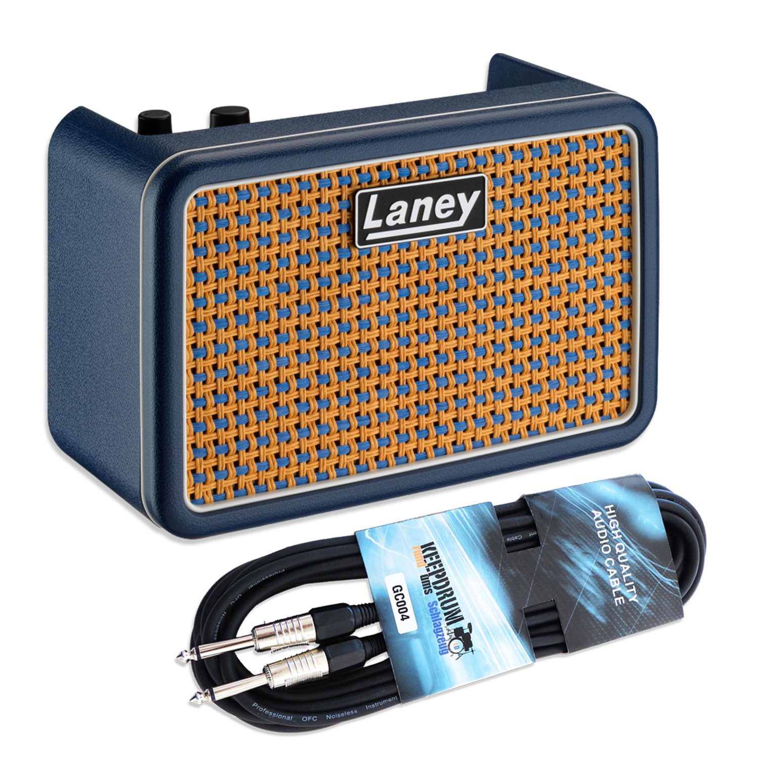 Laney Laney Verstärker Prism Mini Gitarrenverstärker Blau mit Kabel Verstärker (Anzahl Kanäle: 1, Vorteils-Set mit Klinkenkabel)