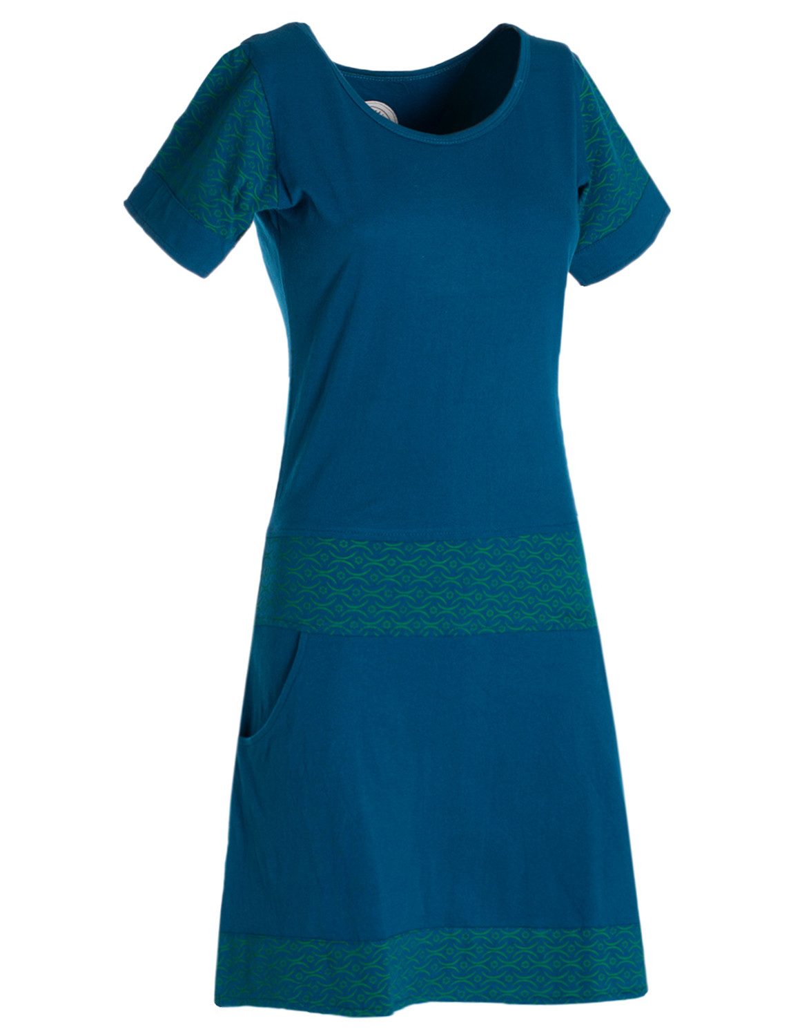 Vishes Minikleid Damen Longshirt Kleid kurzarm Mini-Kleid Sommer-Kleid T-Shirtkleid Boho, Goa, Guru Style
