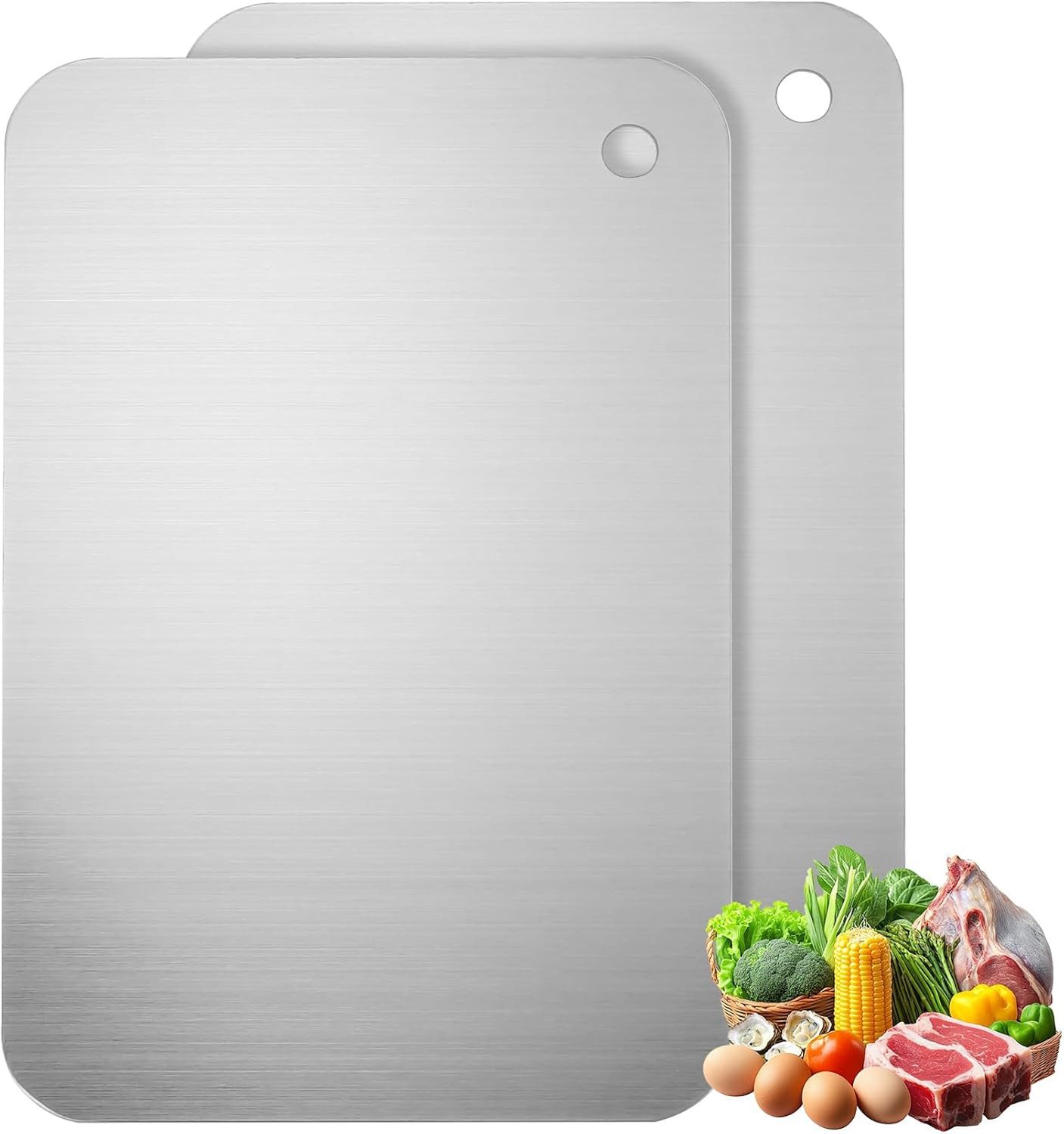 FELIXLEO Käsebrett 2er Set Titan Schneidebrett Edelstahl 14,5x23,5cm Antibakteriell, (1-St)