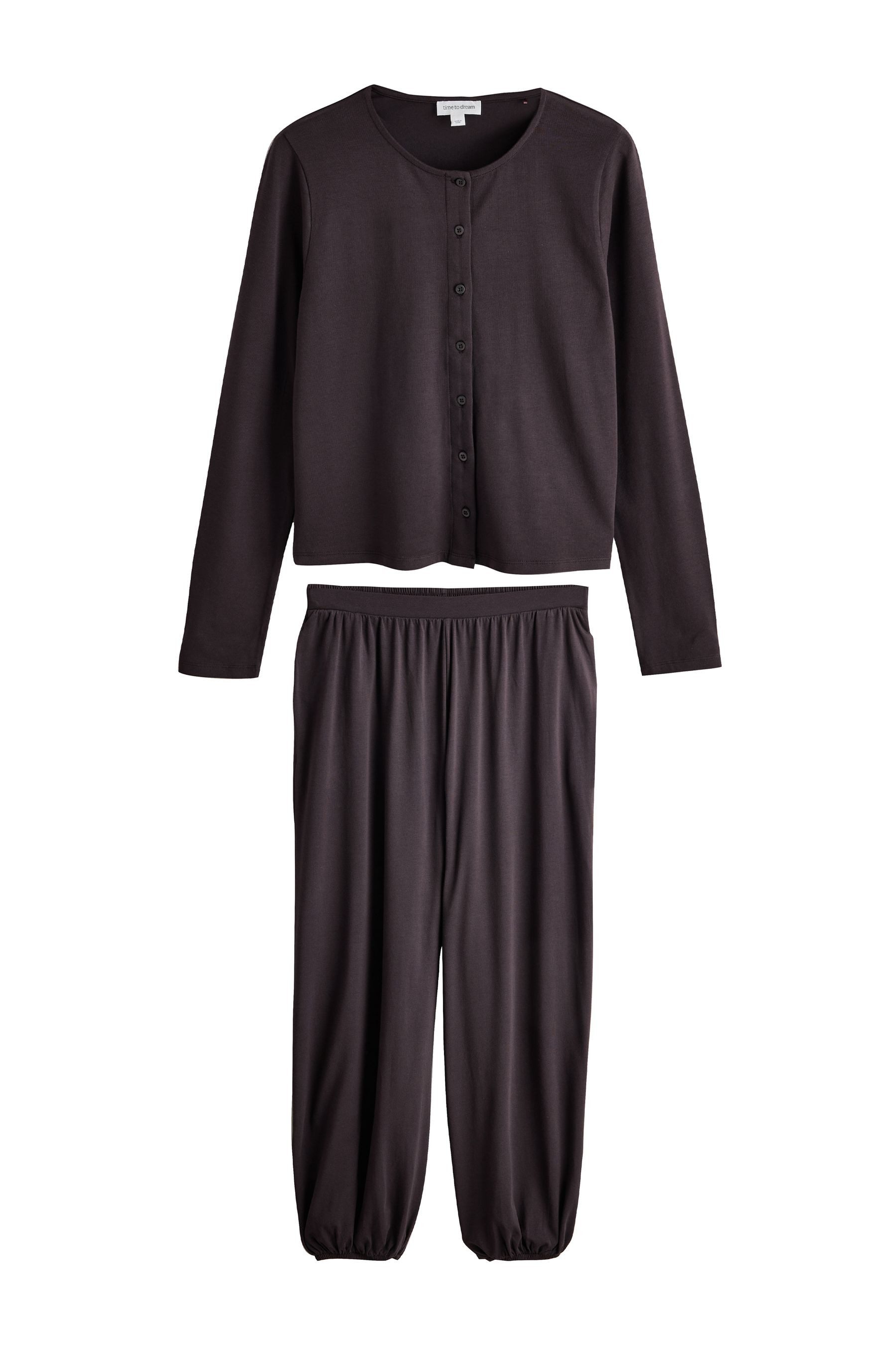 Next Pyjama Geknöpfter Langarm-Schlafanzug mit Ballon-Hose (2 tlg)