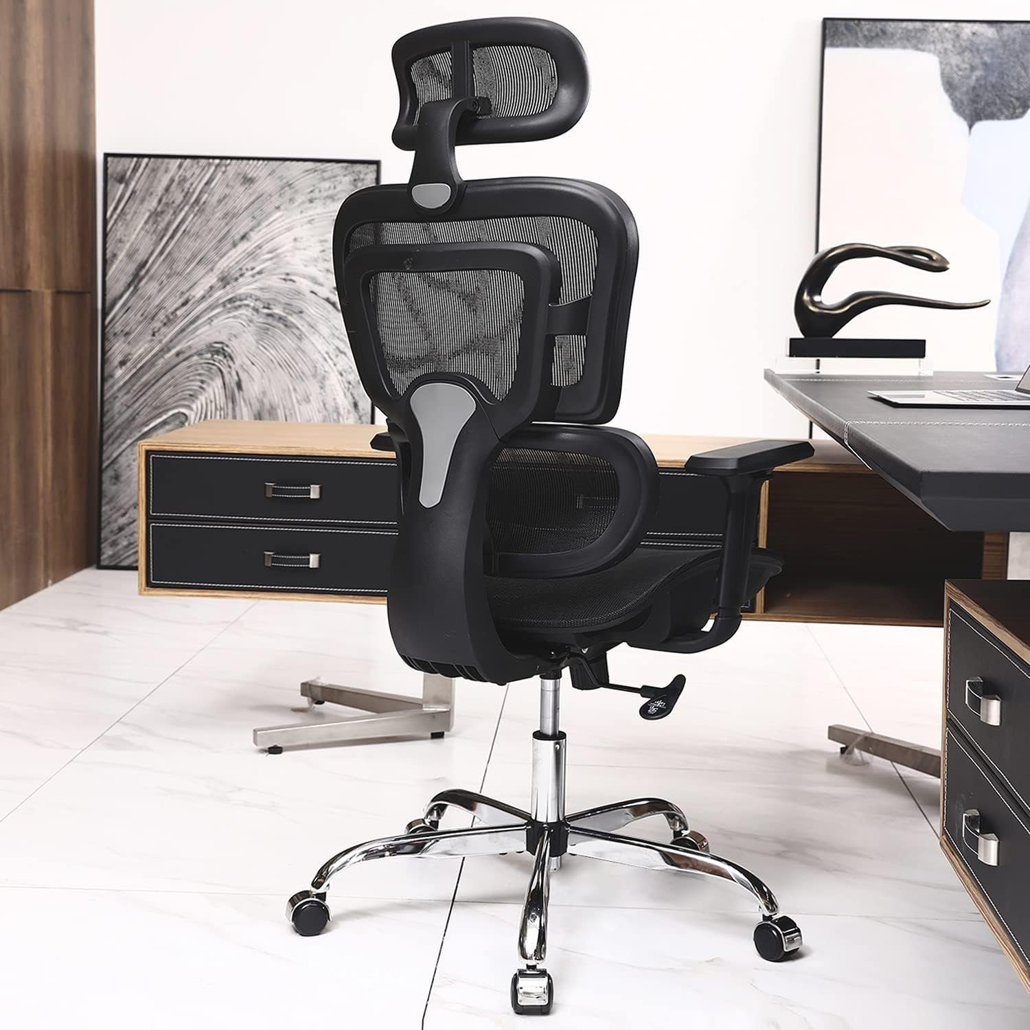 KERDOM Bürostuhl (Bürostuhl ergonomisch: Schreibtischstuhl mit verstellbarem Sitz), Bürostuhl Ergonomischer Schreibtischstuhl Chefsessel mit3Dverstellbare | Drehstühle