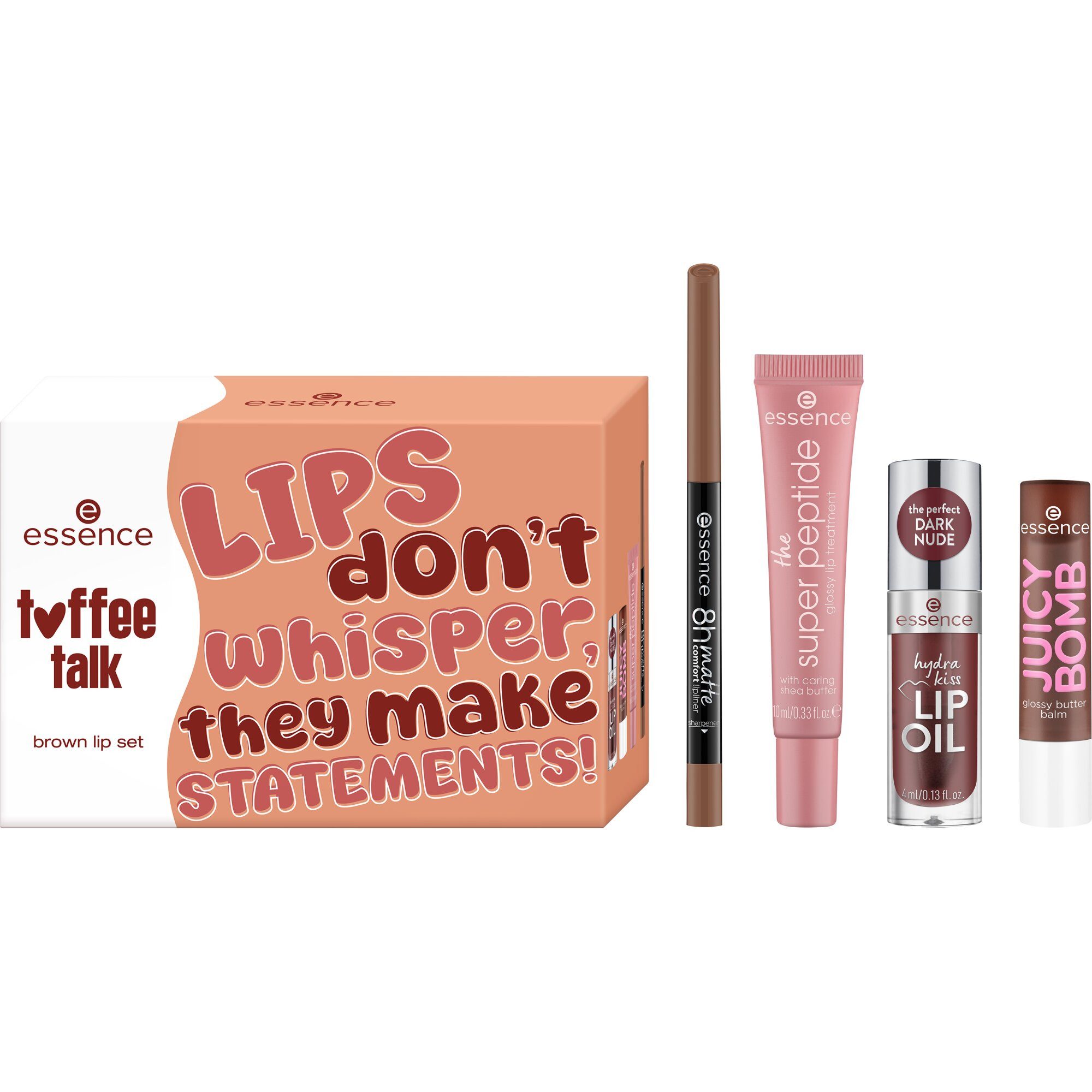 Essence Lippenstift-Set toffee talk brown lip set, 4-tlg.