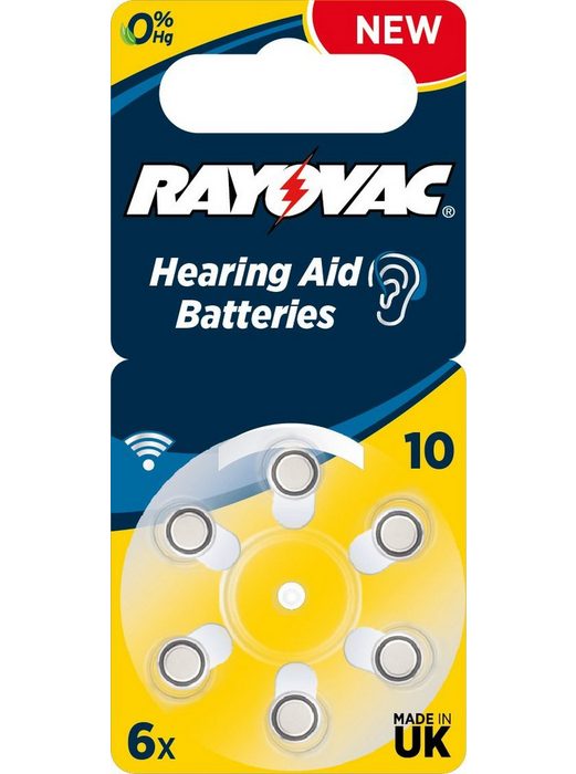 RAYOVAC 6 4610 Retail Typ 10 Zink-Luft Hörgerätebatterien im 6er Blister Knopfzelle