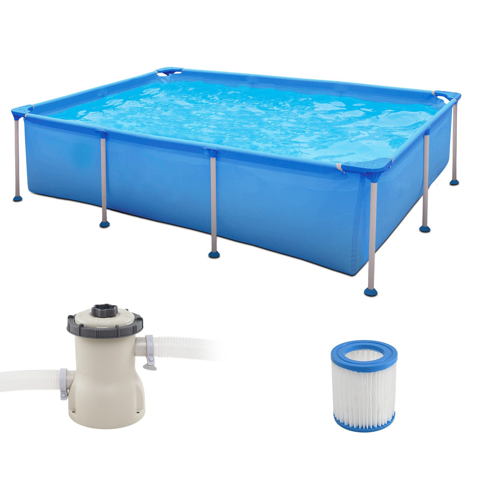 COSTWAY Framepool, Aufstellpool, Schwimmbecken mit Filterpumpe, Kartusche
