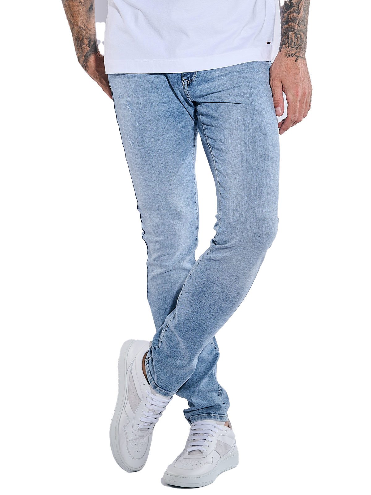 Stretch-Jeans Herren Super-Stretch-Jeans slim fit, Hellblau