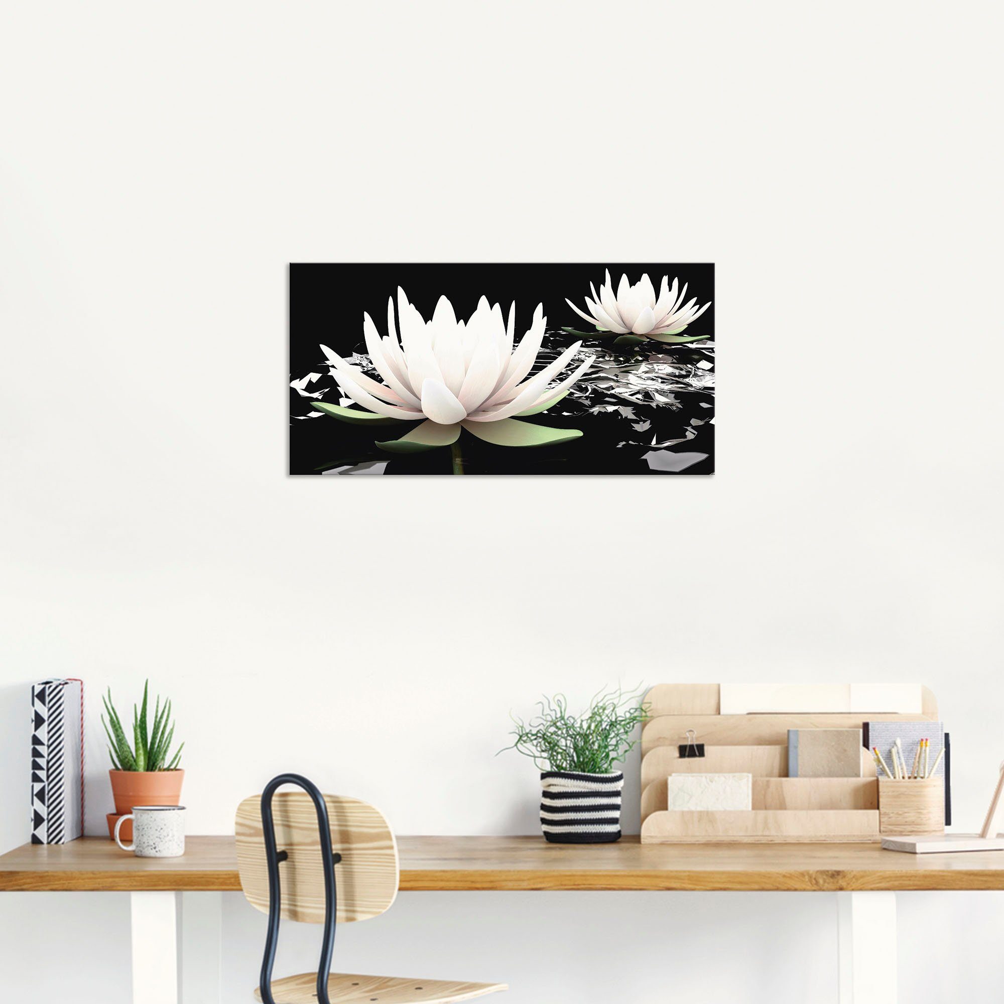 Artland Wandbild Zwei Lotusblumen auf dem Wasser, Blumen (1 St), als Alubild, Leinwandbild in verschied. Größen