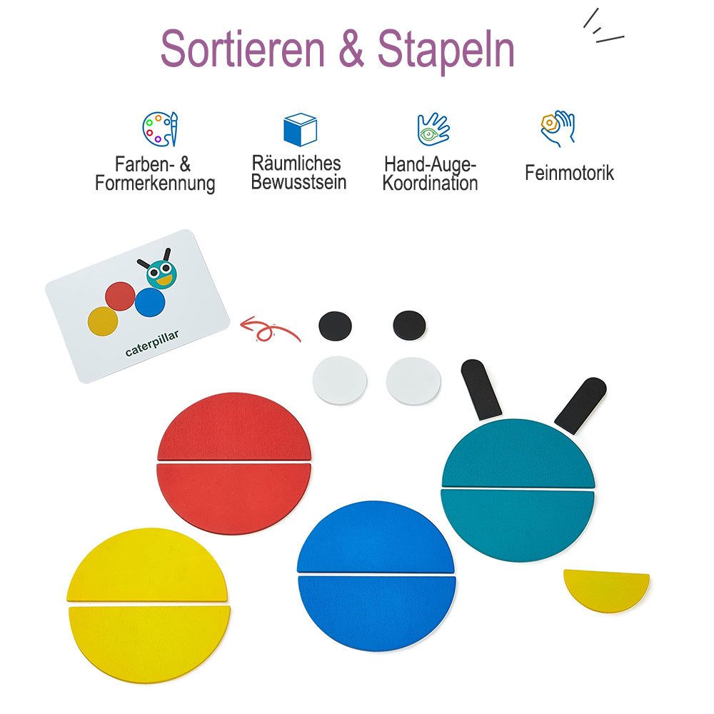 CLTYQ Lernspielzeug Montessori Holzpuzzle Tangram mit 36 Teilen und 60 Must günstig online kaufen