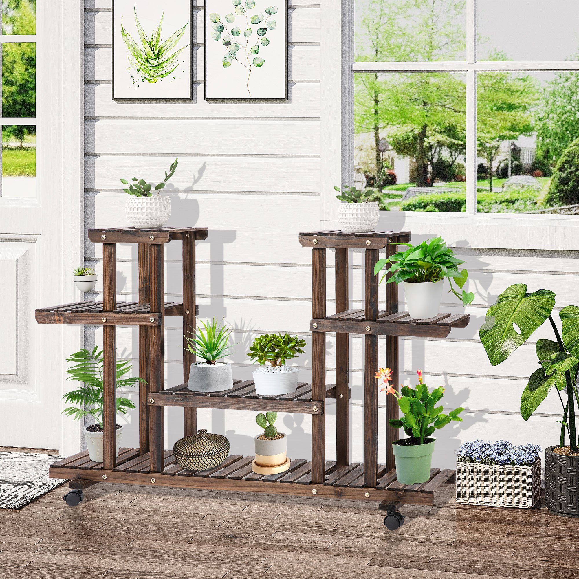 Outsunny Pflanzentreppe Vierstufiges Blumenregal, Blumentreppe, mit günstig online kaufen