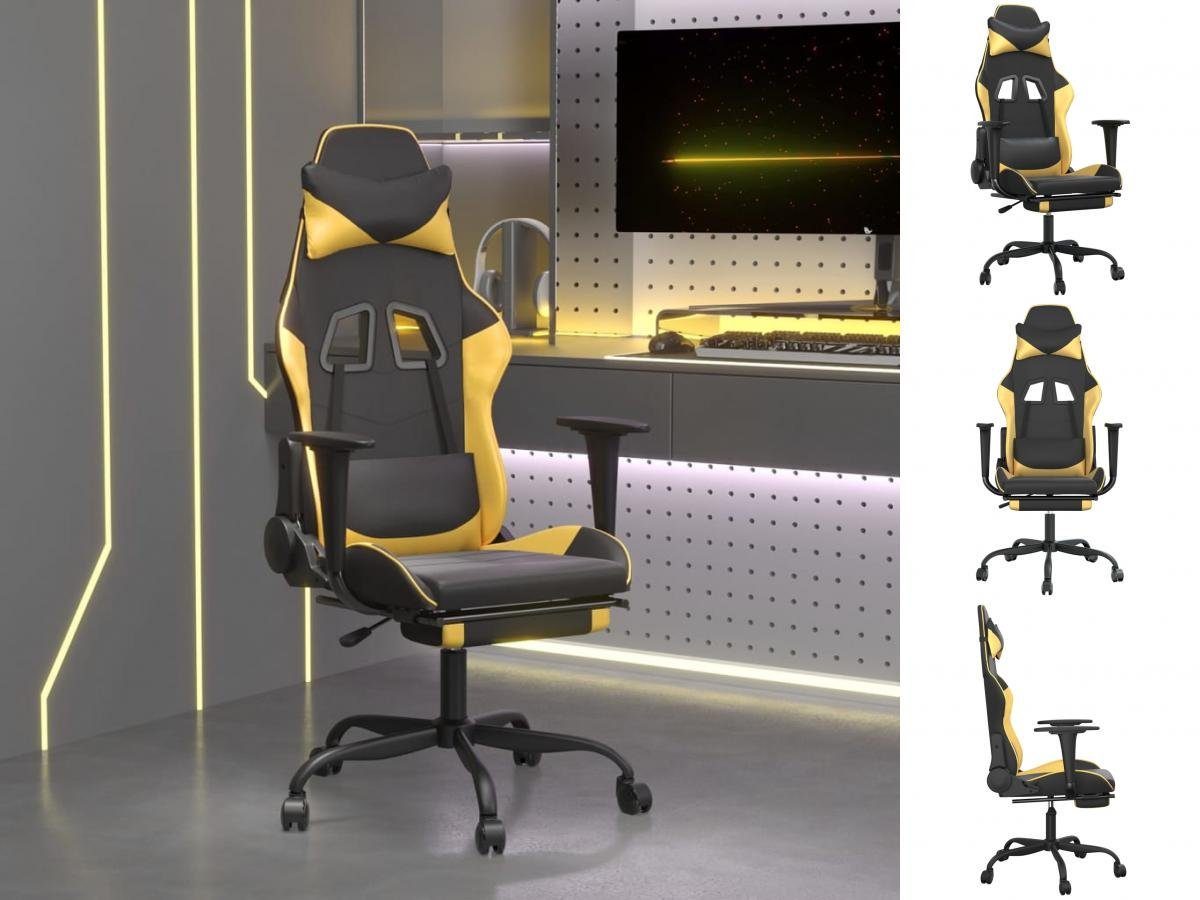 Fußstütze Golden Schwarz Kunstleder und Bürostuhl mit vidaXL Gaming-Stuhl