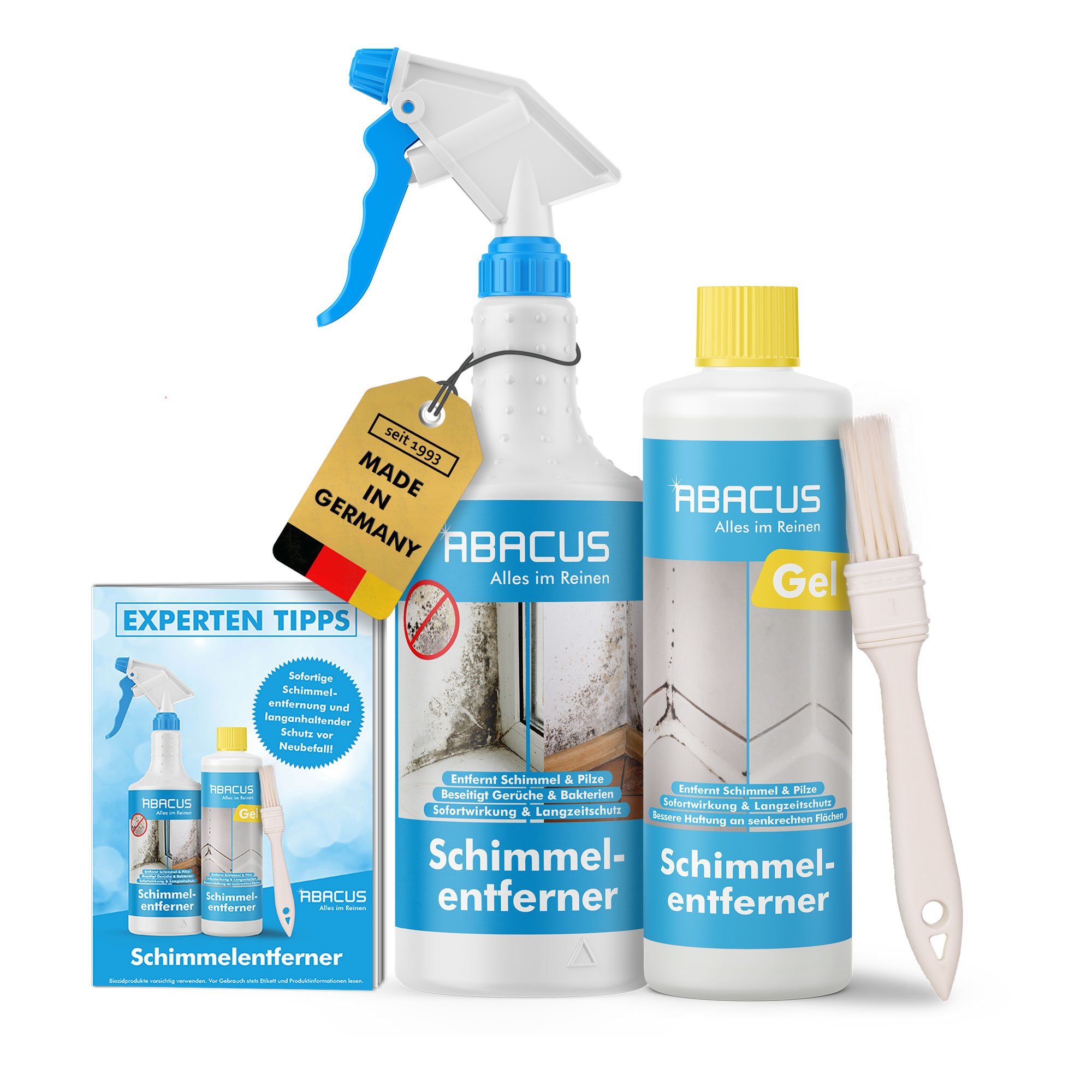 ABACUS Schimmelentferner - Das Profi Set Schimmelentferner (inkl. Experten Tipps, [3-St. Schimmelentferner Profi Set Sofortwirkung mit Langzeiteffekt)