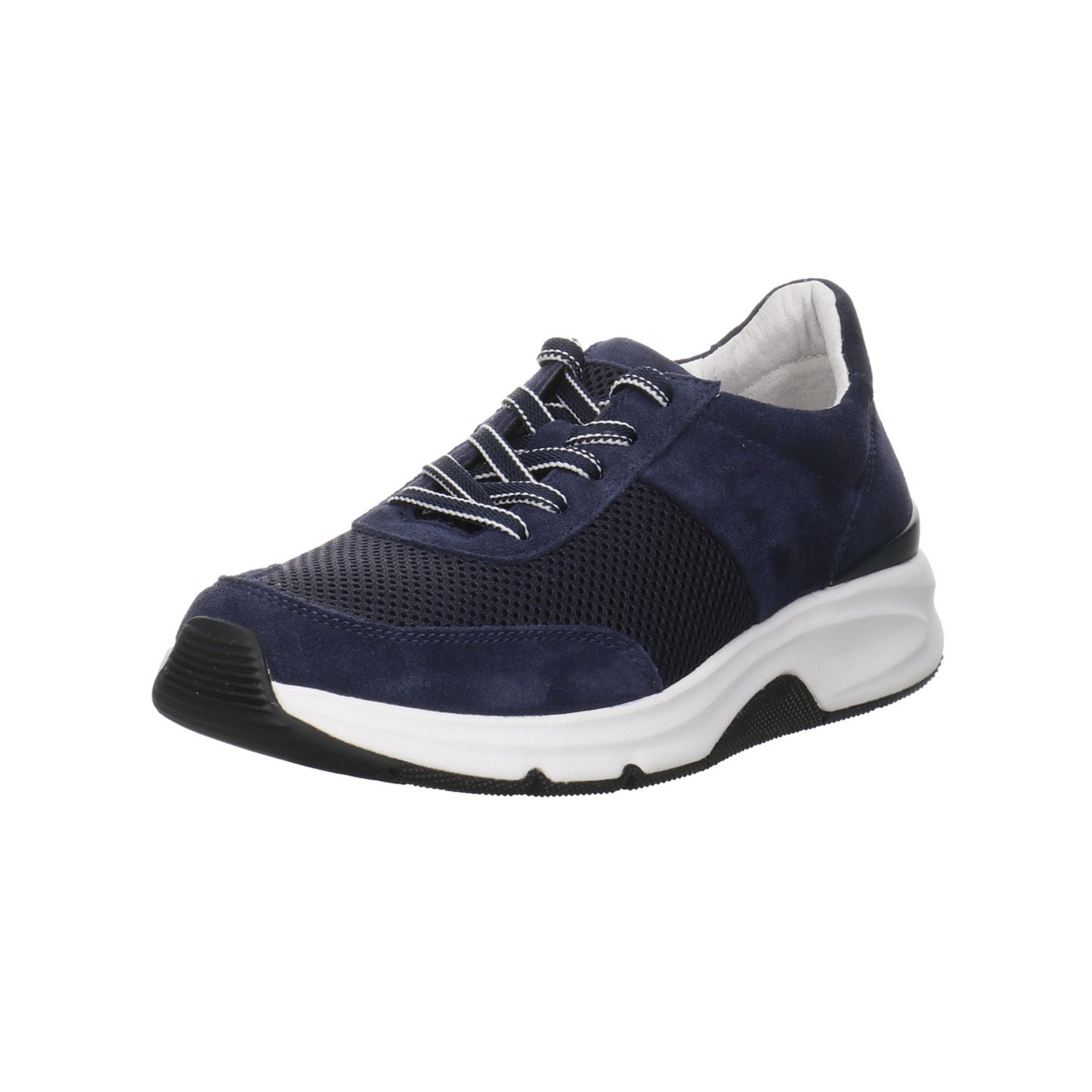 Sneaker Schnürhalbschuhe Damen Gabor marine Rollingsoft Schnürschuh Lederkombination