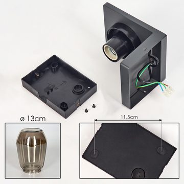 hofstein Außen-Wandleuchte moderne Wandlampe aus Metall/Glas in Anthrazit/Rauchfarben, ohne Leuchtmittel, Wandleuchte m. Ersatzglas,Außenleuchte, 1xE27, ohne Leuchtmittel, IP44