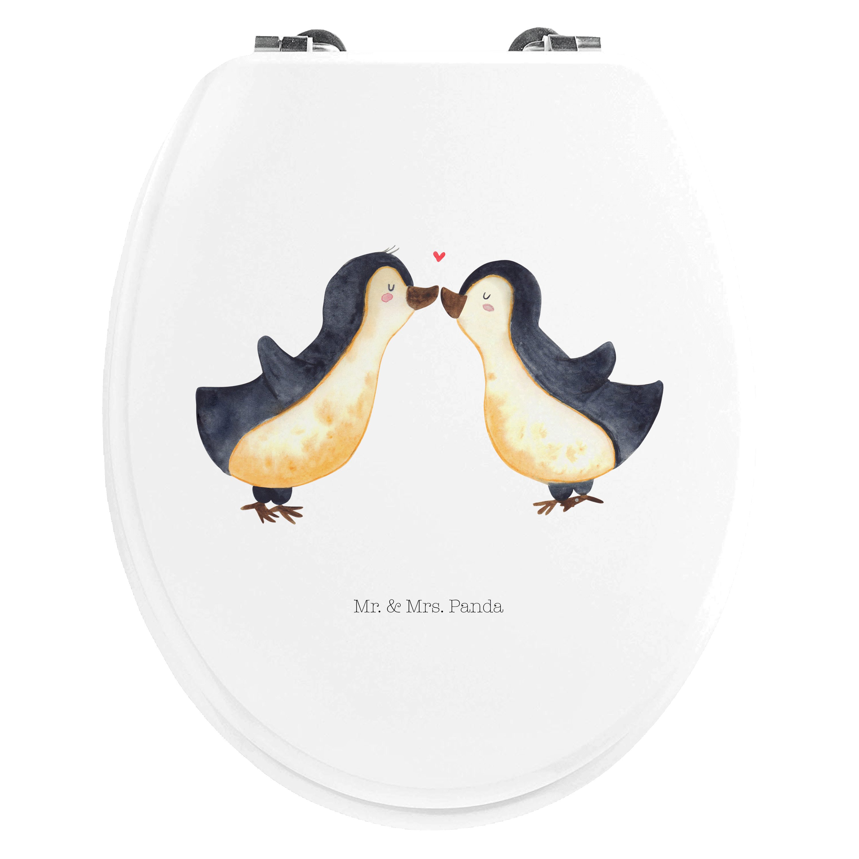 WC-Sitz Pinguin Liebe - Weiß - Geschenk, Verlobter, Toilettendeckel, Heiratsa