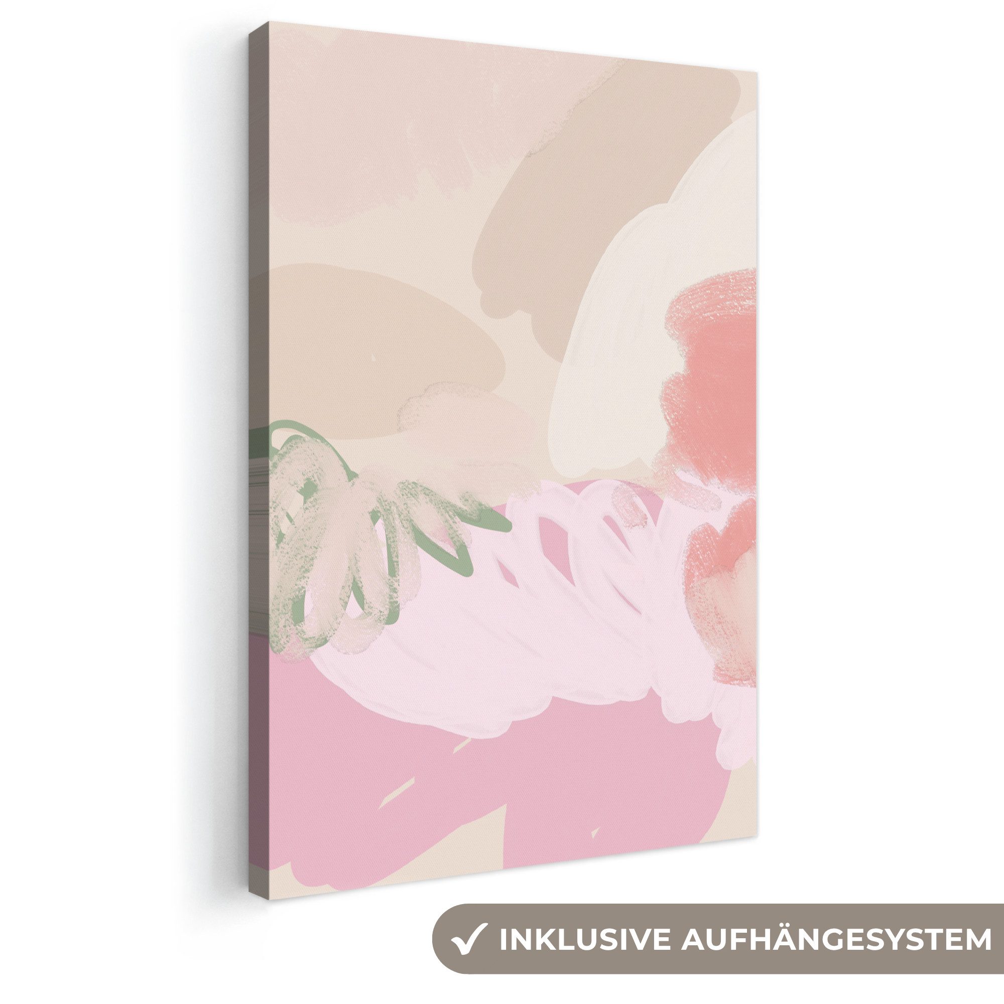 OneMillionCanvasses® Leinwandbild Rosa - Kunst - Abstrakt - Modern, Fotodruck (1 St), Boho Style Deko Wand, Bohemian Wanddeko Bilder, 20x30 cm