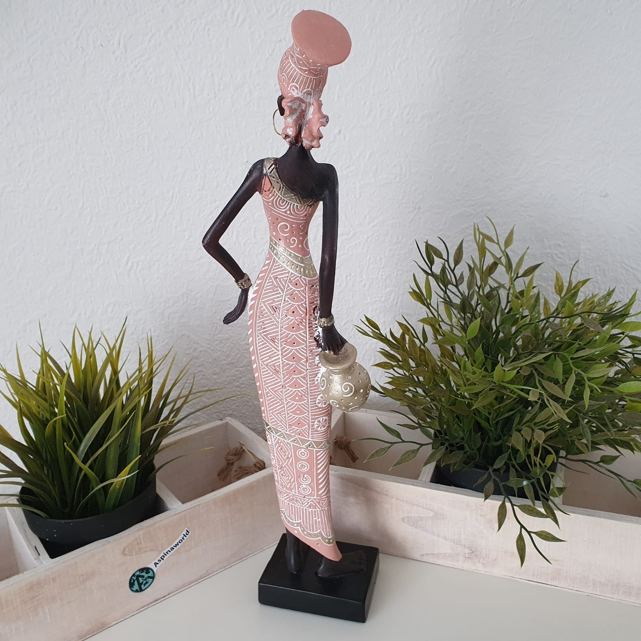 Arm mit Frau cm Dekofigur und Afrikanische 40 Vase Aspinaworld rosa im Dekofigur Ohrringen