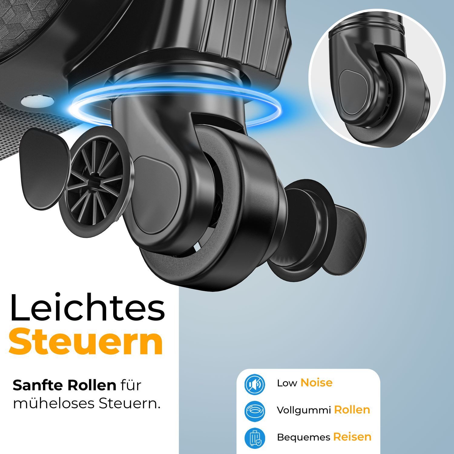 KESSER Kofferset, 4 Rollen, (4 tlg., Kosmetiktasche Handgepäck leichter Koffer & große Koffer), mit 3-Ziffern-TSA-Schloss, 360° Rollen & Teleskopgriff