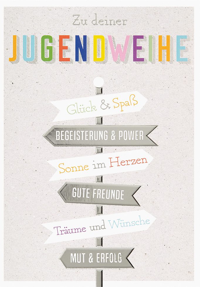 Grußkarten Jugendweihe Glückwunschkarte im Format 115 x 17cm mit Umschlag uniq2