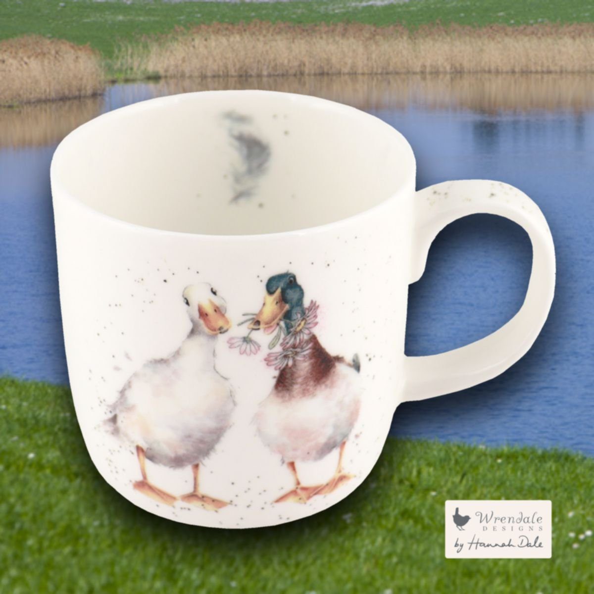 Wrendale Becher Wrendale Designs Porzellan-Becher Verliebte Enten, ca 310ml, Porzellan