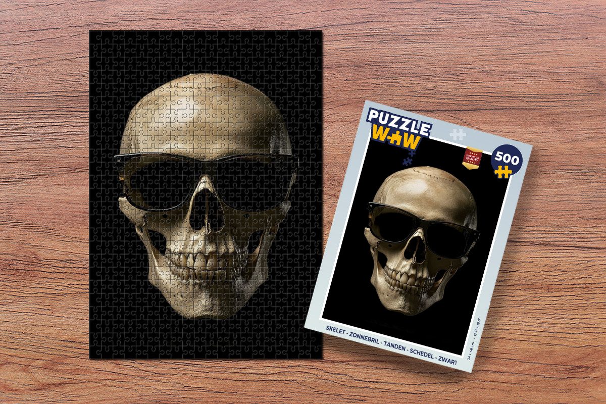 MuchoWow Puzzle Skelett - Sonnenbrille - Zähne - Totenkopf - Schwarz, 500 P günstig online kaufen