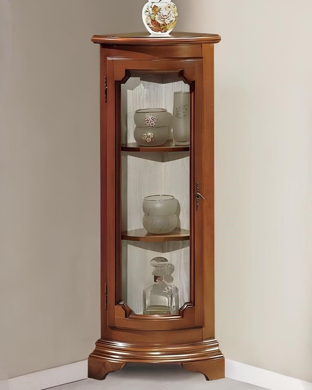 Xlmoebel Eckvitrine Luxus Braun Klassische Eck Vitrine Vitrinen Sofort Hergestellt in Italy