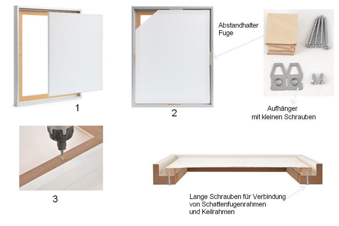 PCH[art] Bilderrahmen Schattenfugenrahmen zum einrahmen von Keilrahmen in 2 günstig online kaufen