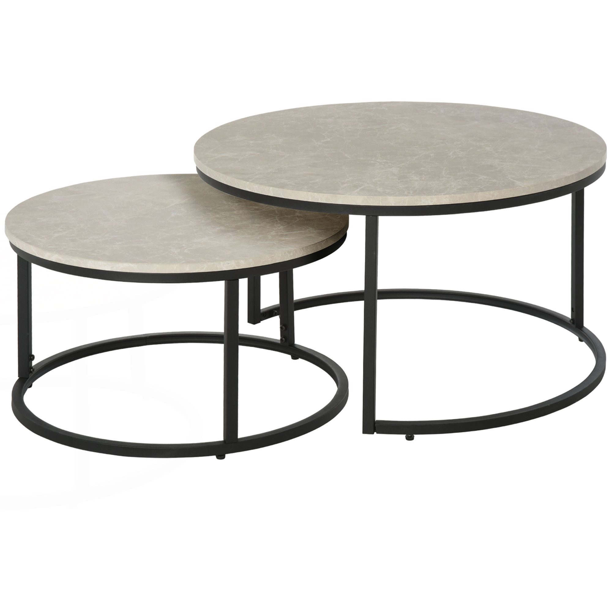 HOMCOM Couchtisch 2er-Set Beistelltisch mit Metallgestell günstig online kaufen