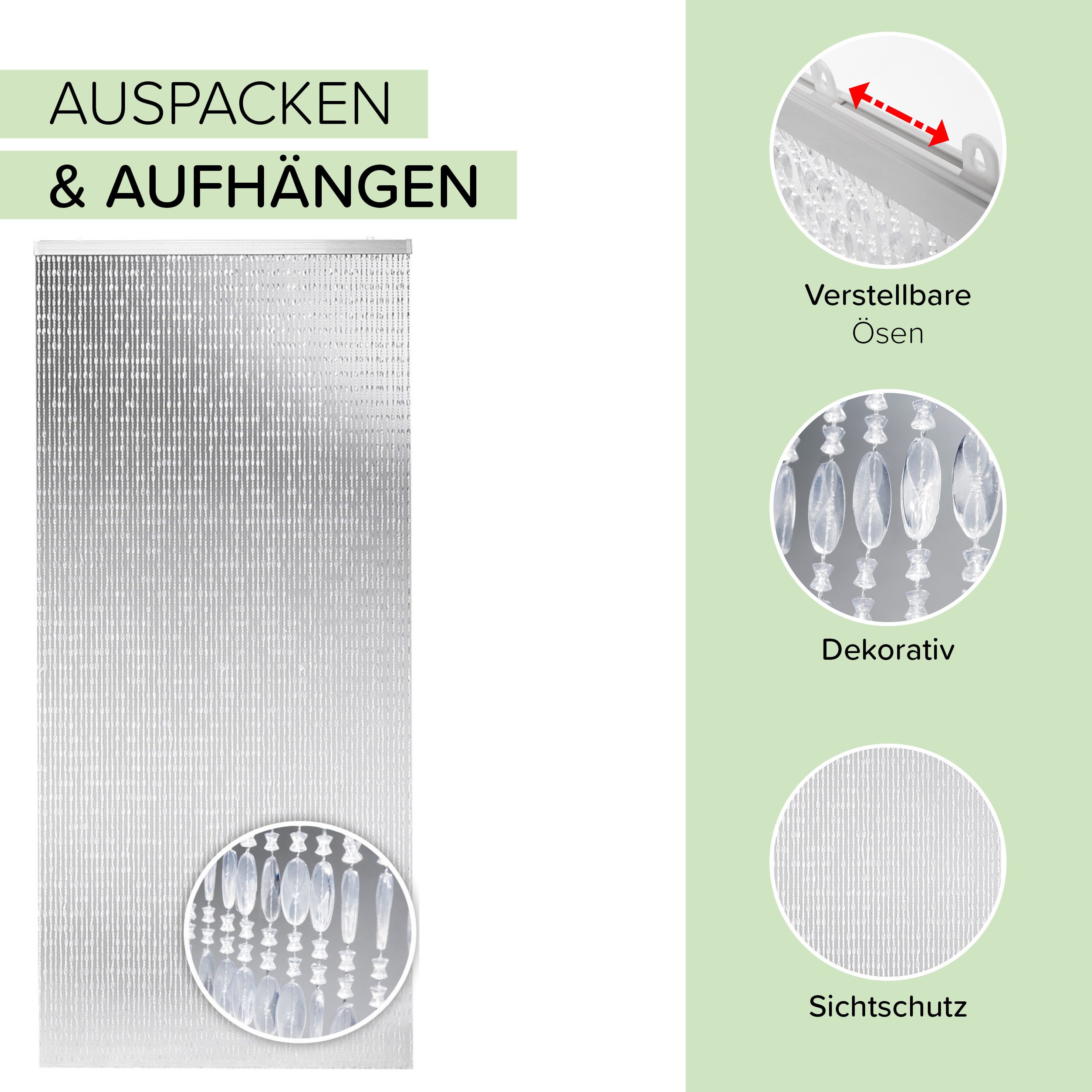 Kobolo Türvorhang Vorhang Insektenschutz DIAMONDS 100x230 cm Kunststoff, einfache Monta (1 St), Ösen, transparent – Bild 5 von 5