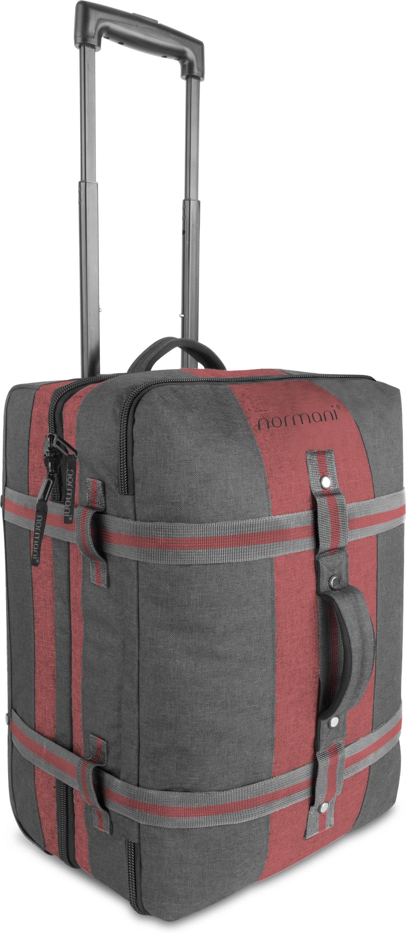 normani Reisetasche Reisetasche mit Handgepäckmaß Aurori 45, Trolley mit clevere Fächeraufteilung Dunkelgrau/Rot
