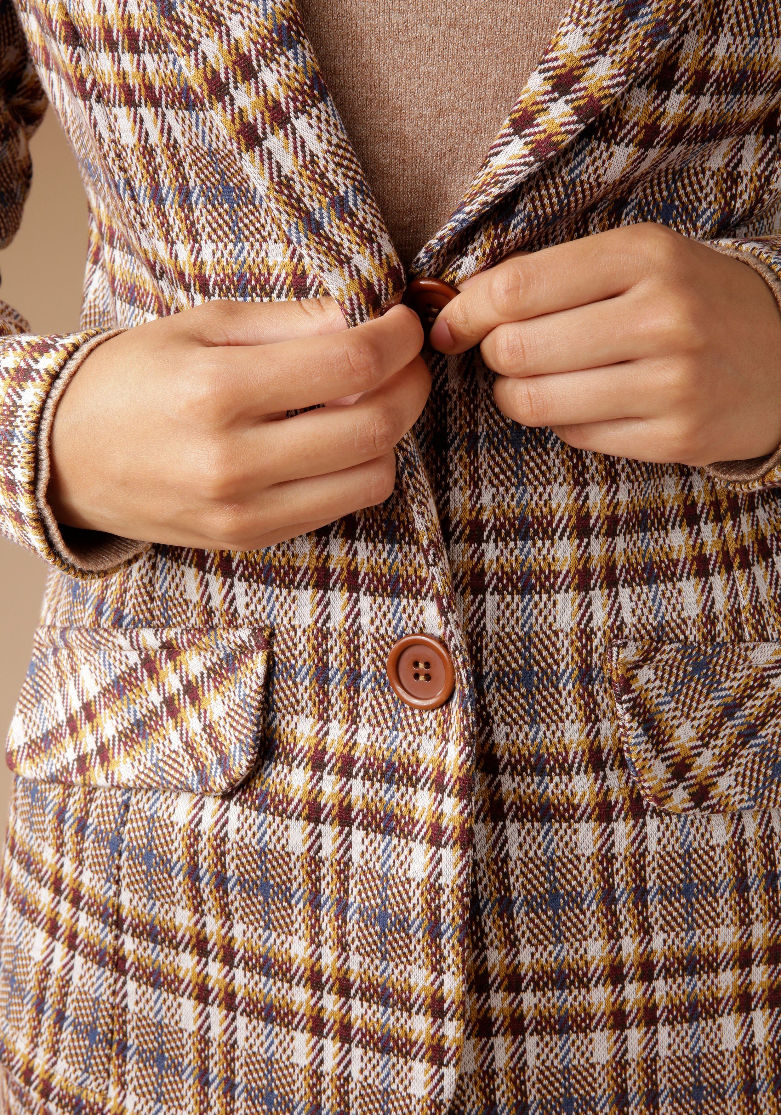 Aniston CASUAL sweat blazer in a trendy checked design